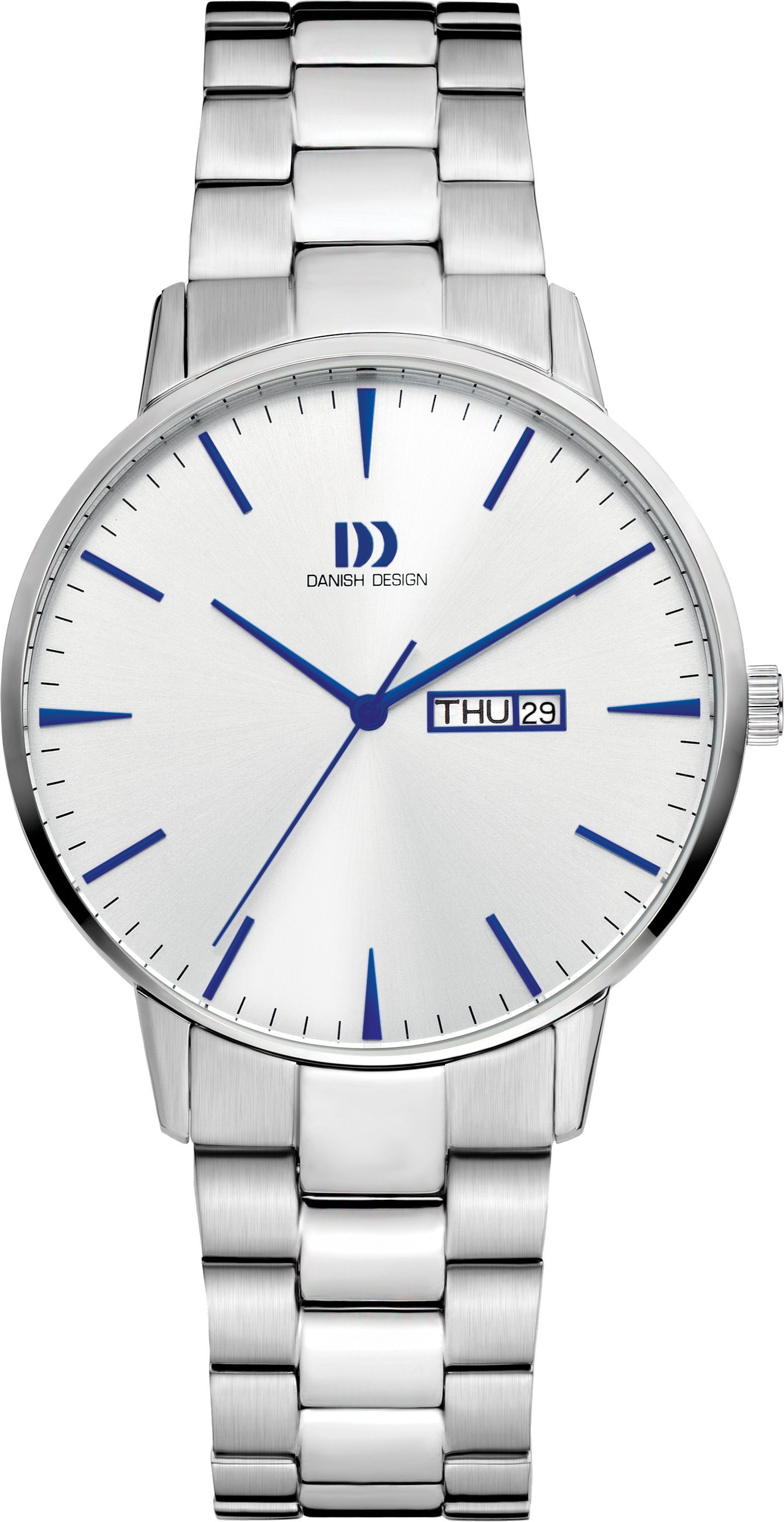 Danish Design Quarzuhr Herrenuhren DAY DATE Edelstahl ⌀41mm Metallband AKILIA