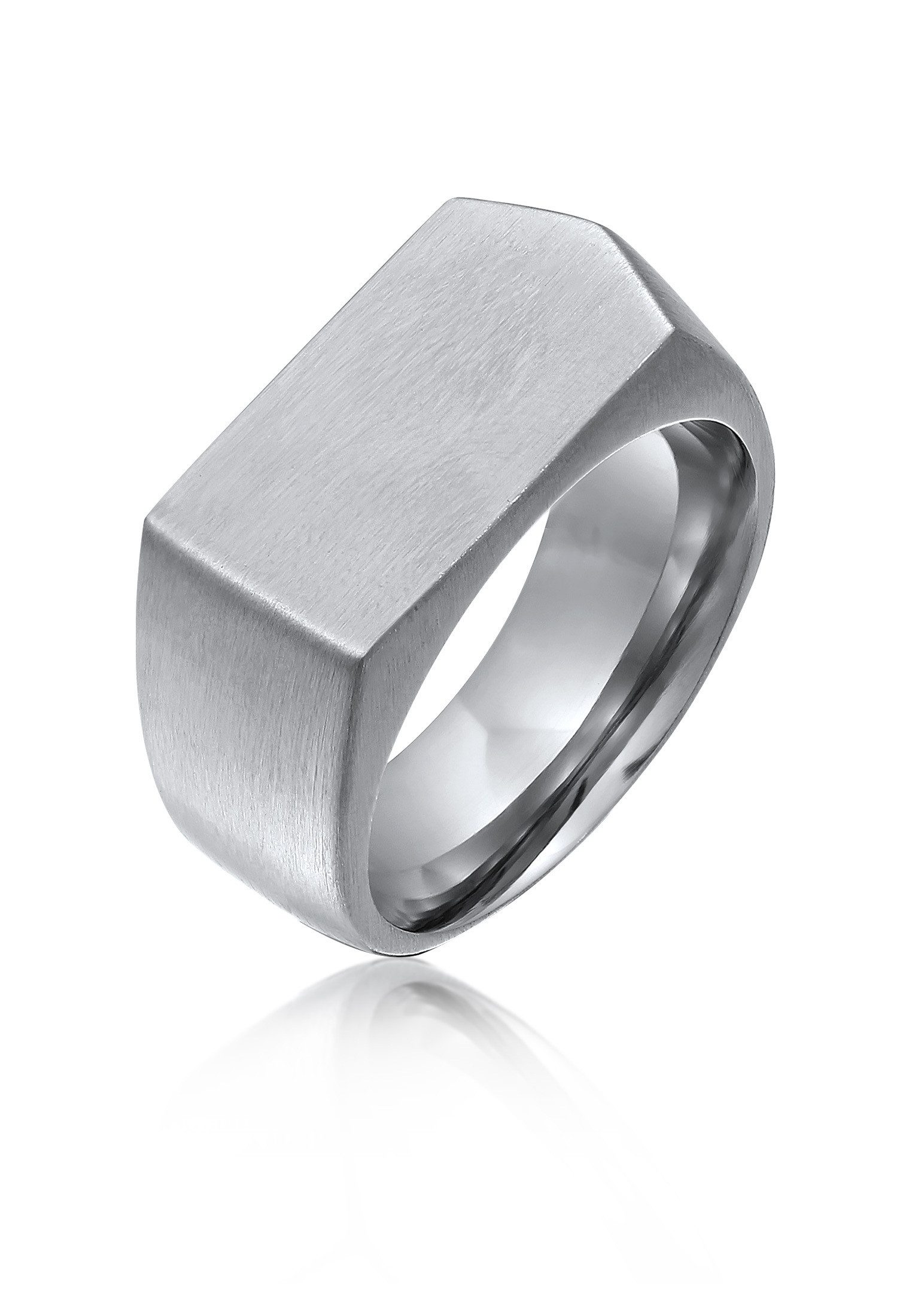 Kuzzoi Silberring Siegelring Rechteckig Modern Edelstahl Silberfarben