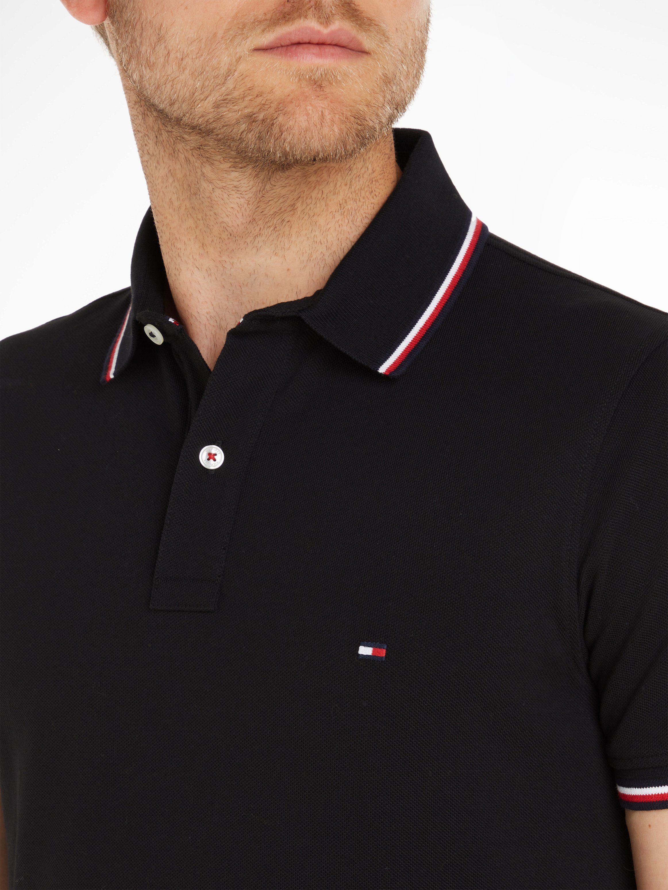 POLO black Poloshirt TOMMY TIPPED Tommy Hilfiger SLIM