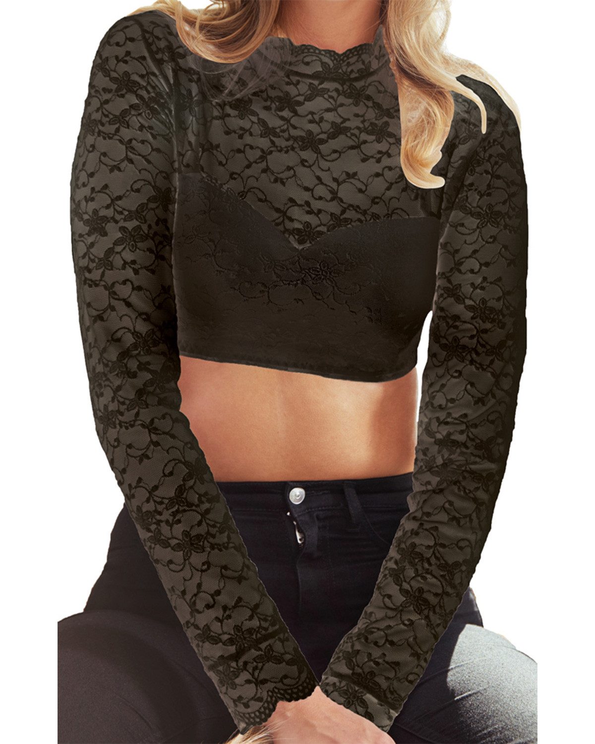 Nina Von C. Dirndlbluse Langarm Dirndlbluse 'Jenna' Hochgeschlossen 484709