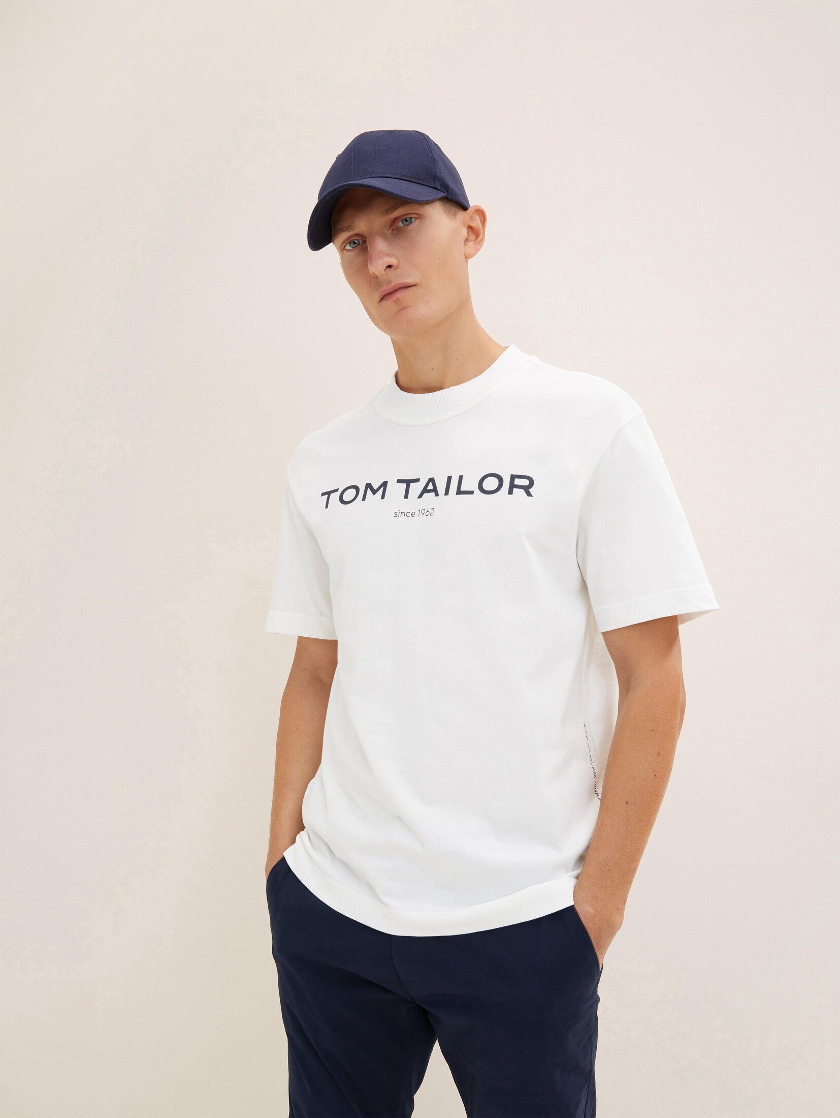 TOM TAILOR T-Shirt off Logoprint T-Shirt white mit