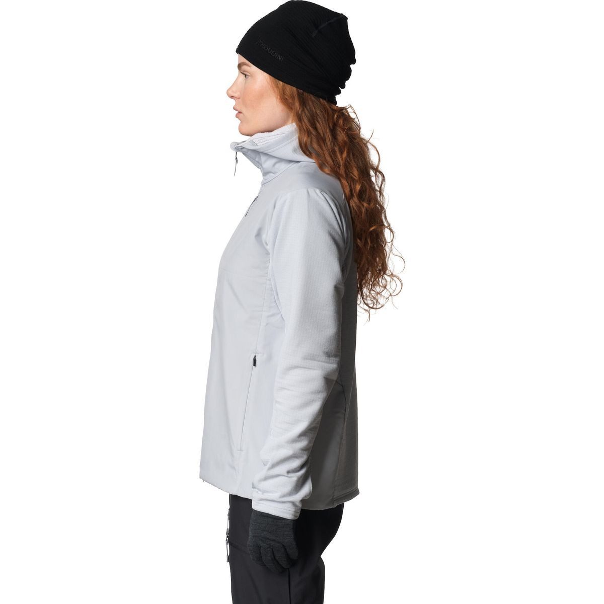 Houdini Fleecejacke W's Moonwalk Houdi Technischer Damen-Hoodie für alpines Gelände, kombiniert Wetterschutz