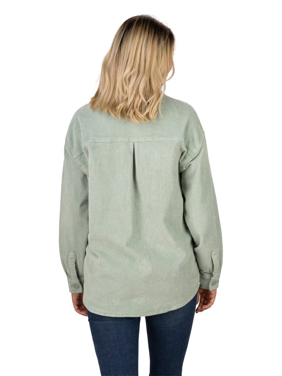 Hemdbluse DENIMFY Green mit Jadeite Fit Damen (52202) Shacket Knopfleiste Hemdjacke Oversize DFSophia