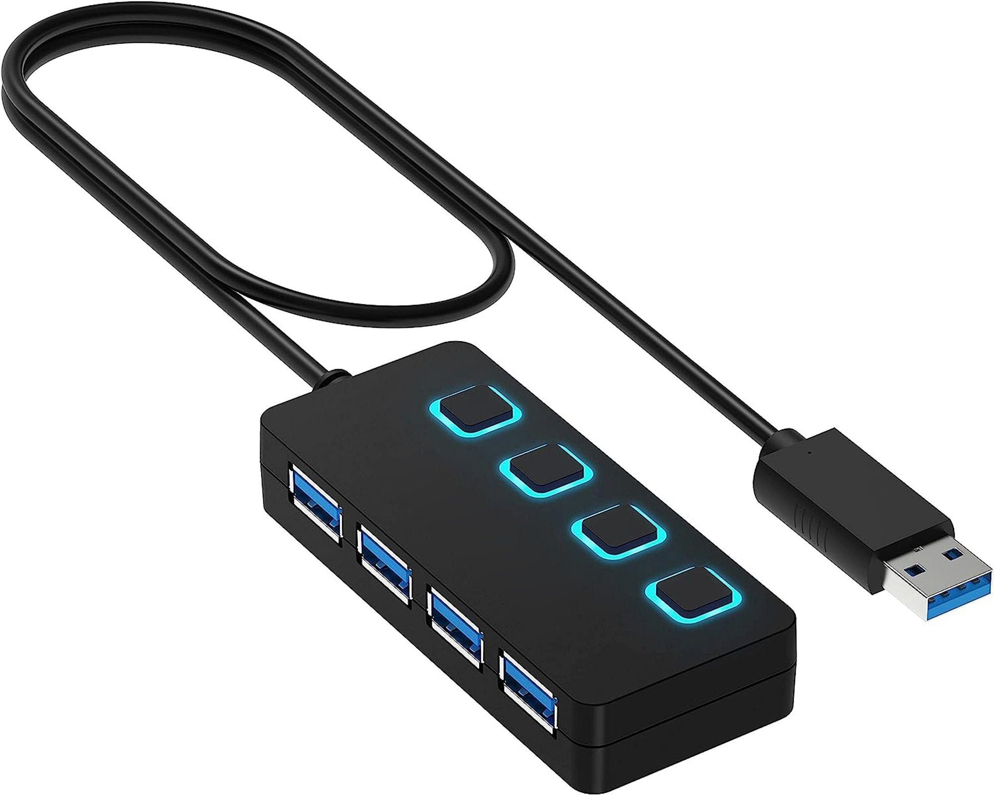 AUKUU Verteiler USB-Verteiler USB-HUB – 4-Port-USB-3.0-Hub mit