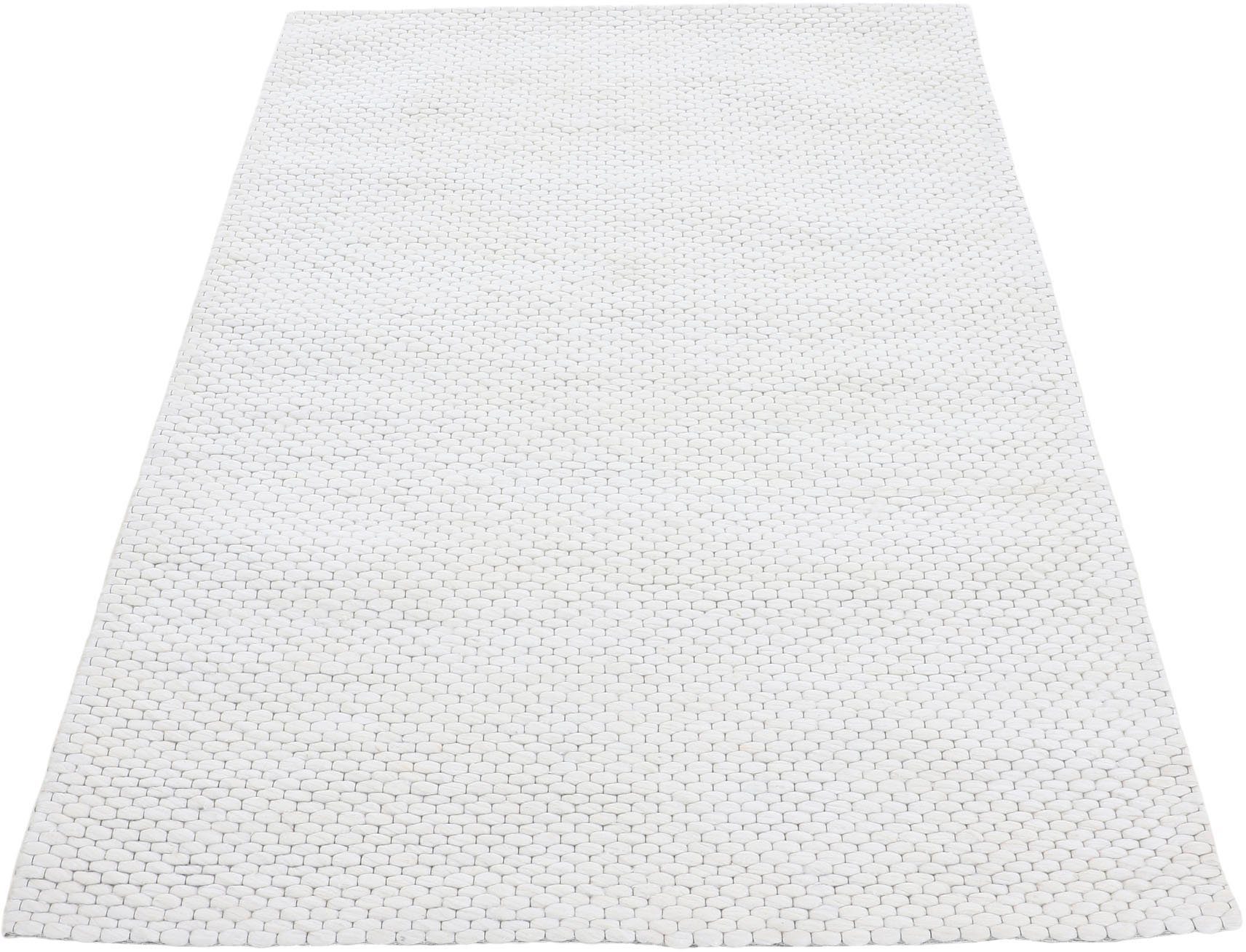 Wollteppich Sina, carpetfine, rechteckig, Höhe: 14 mm, Handweb Teppich,  reine Wolle, meliert, handgewebt, weich & kuschelig | Kurzflor-Teppiche