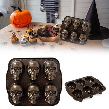 MAGICSHE Backform Totenkopf Halloween Backform für Muffins, Cupcakes, Pudding, (1-tlg), 6 Fächer, Aluminium