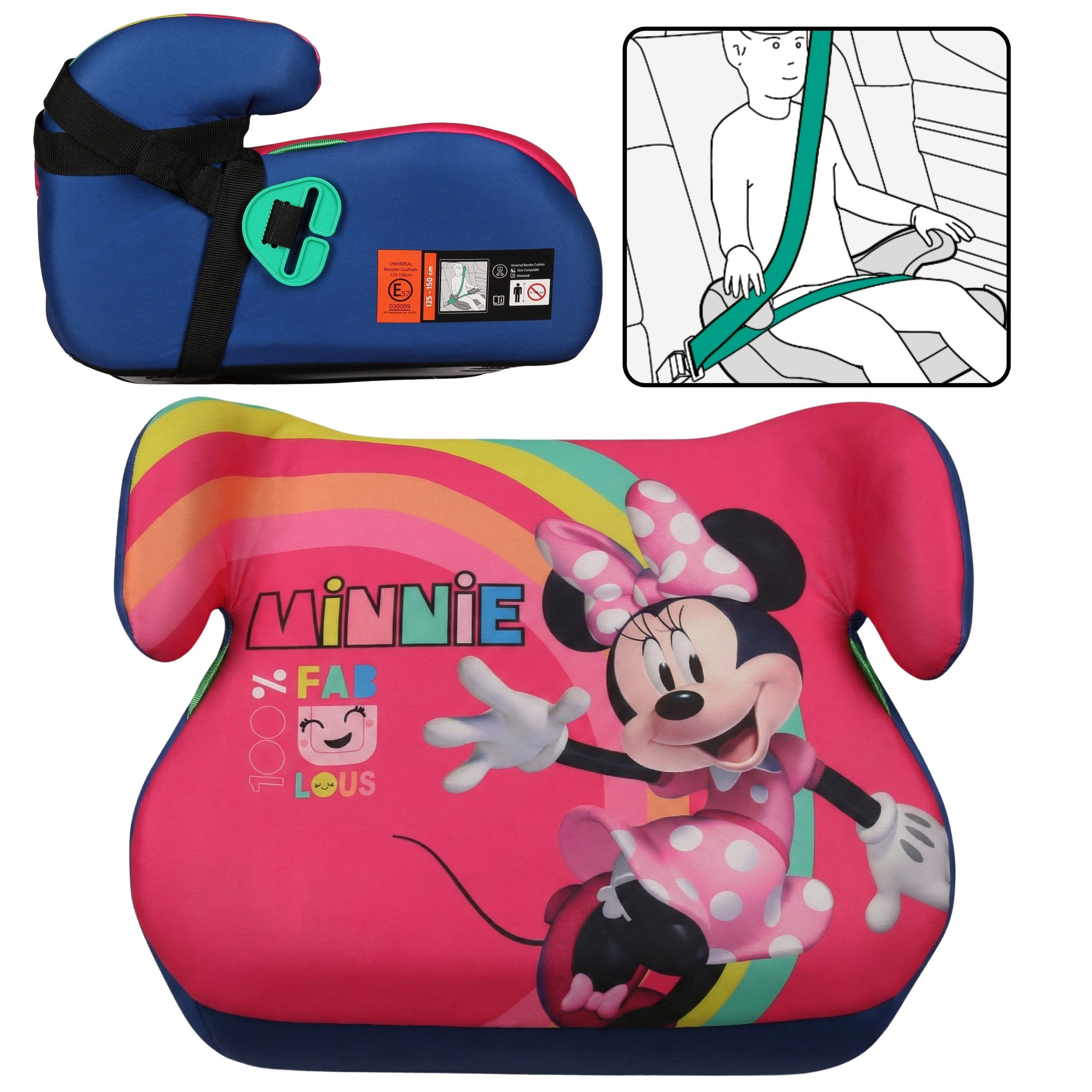 Sarcia.eu Autokindersitz MINNIE Mouse-Autositz mit Gurt – Sitzerhöhung f. Mädchen 22–36 kg