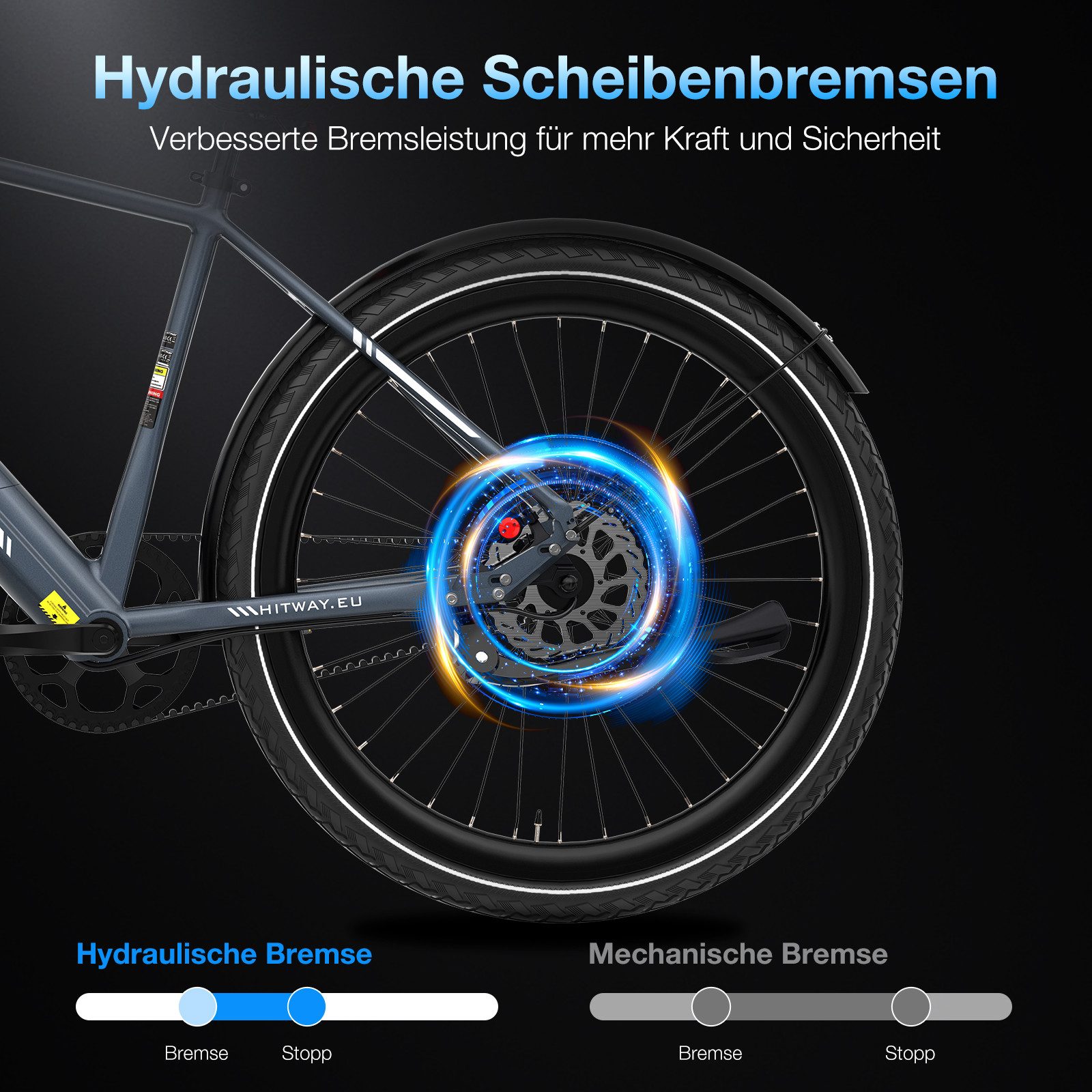 HITWAY E-Bike Cityrad 700C Elektrofahrrad,36V 10,4Ah Akku, Bis zu 80 km Reichweite, Kettenschaltung, 250W Heckmotor, 374,4 Wh, E-Rennrad, StVZO Citybike für Damen und Herren mit GPS APP