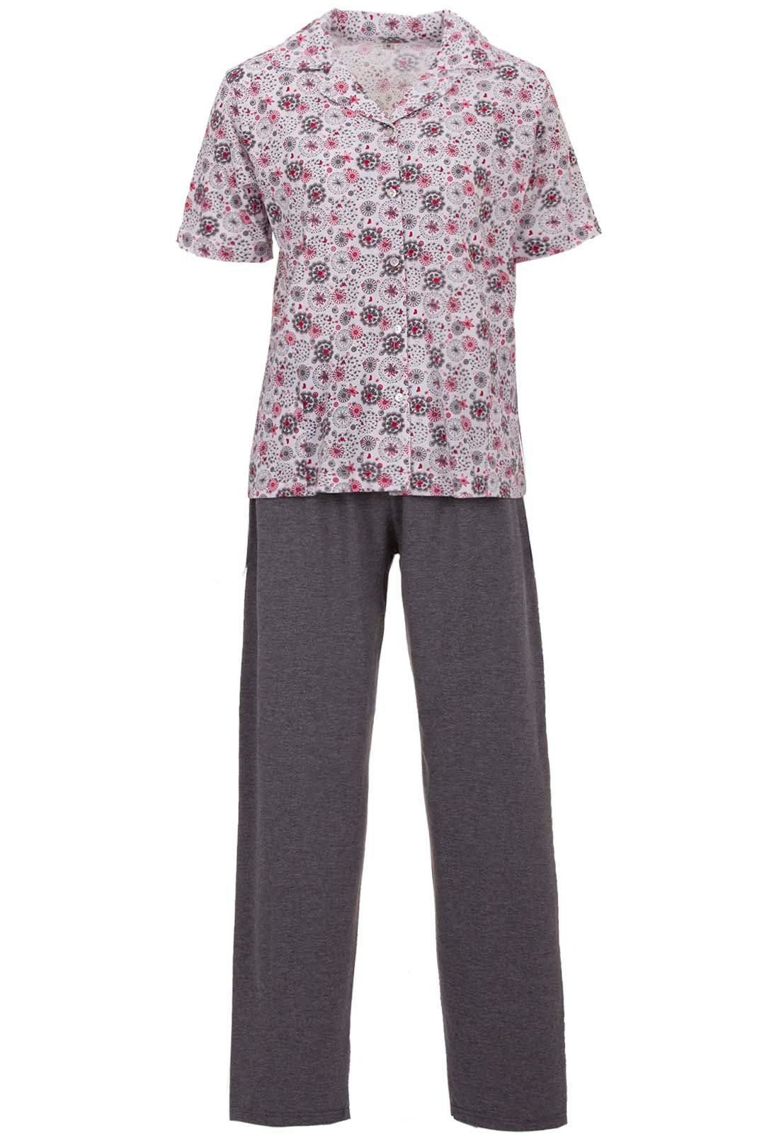 zeitlos Schlafanzug »zeitlos Schlafanzug Set Pyjama Damen Capri Kurzarm  Print Knöpfe Kragen 2 tlg.« online kaufen | OTTO