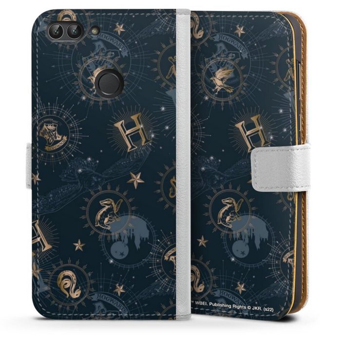 DeinDesign Handyhülle Harry Potter Muster Hogwarts Harry Potter - Häuser Muster Huawei P Smart (2018) Hülle Handy Flip Case Wallet Cover