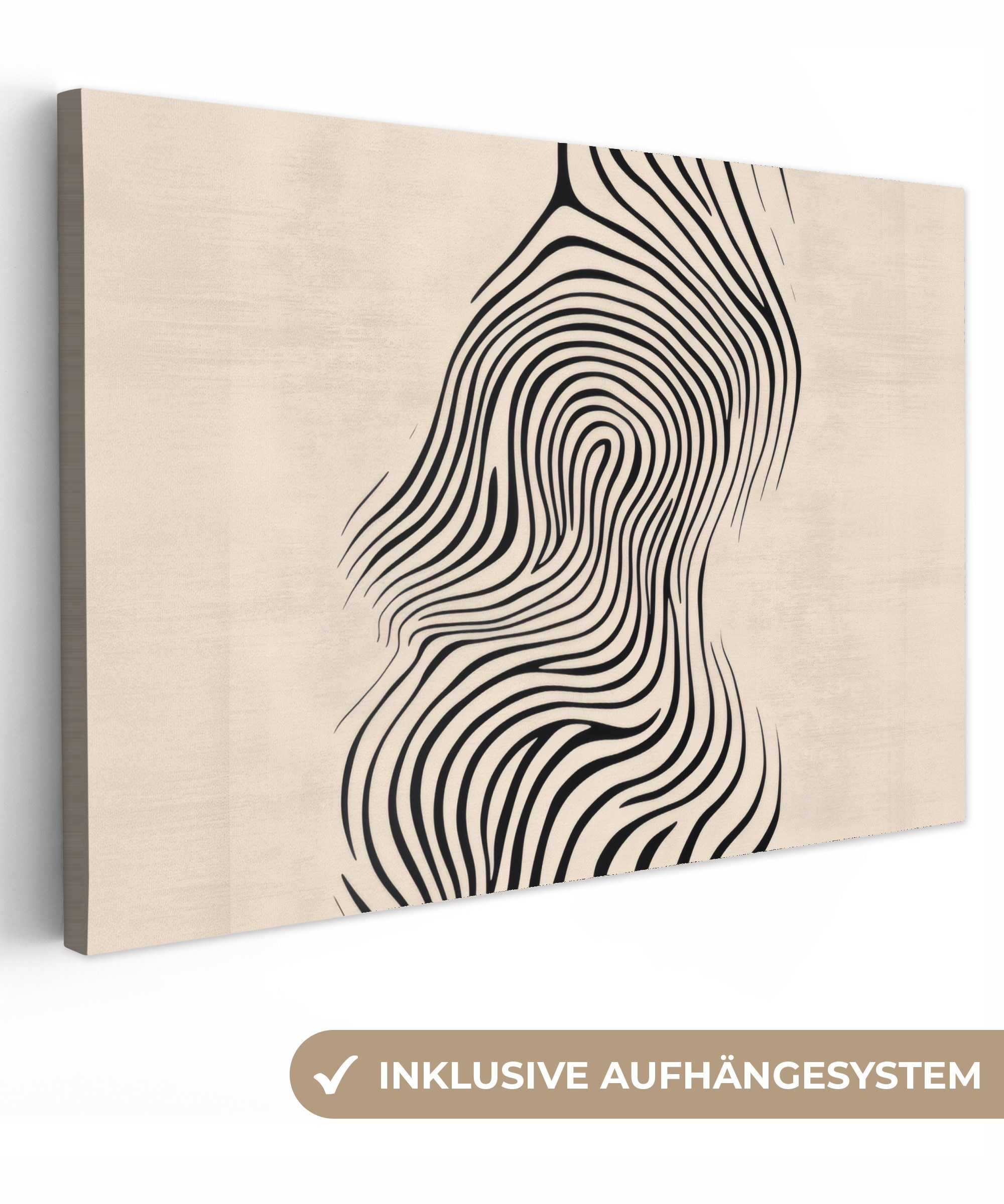 OneMillionCanvasses® Leinwandbild Linien - Abstrakt - Gewellt - Schwarz, Fo günstig online kaufen