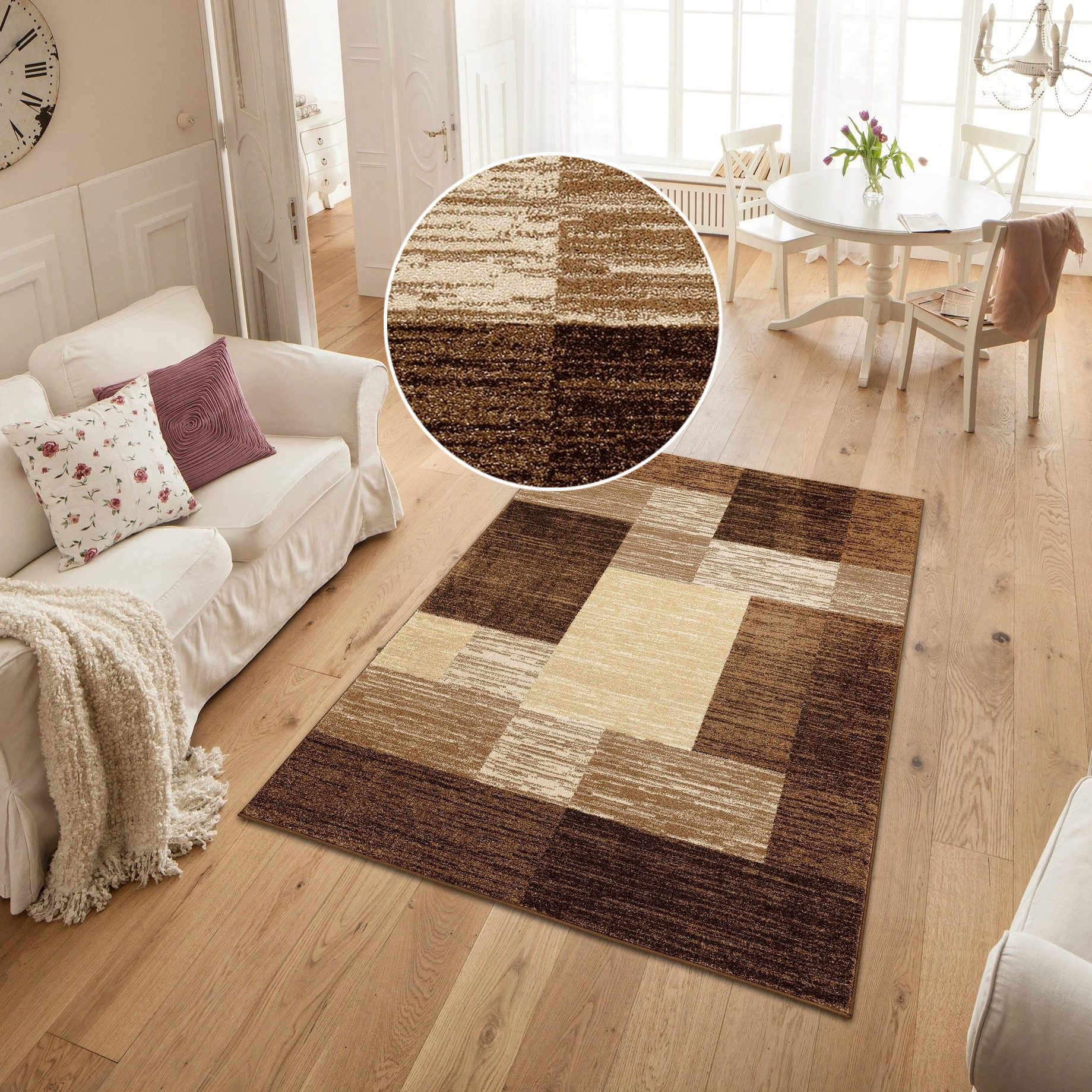 OTTO home Teppich Melvin, rechteckig, Höhe: 8 mm, schön weich, Kurzflor Teppich Karo-Muster, Wohnzimmer, Esszimmer