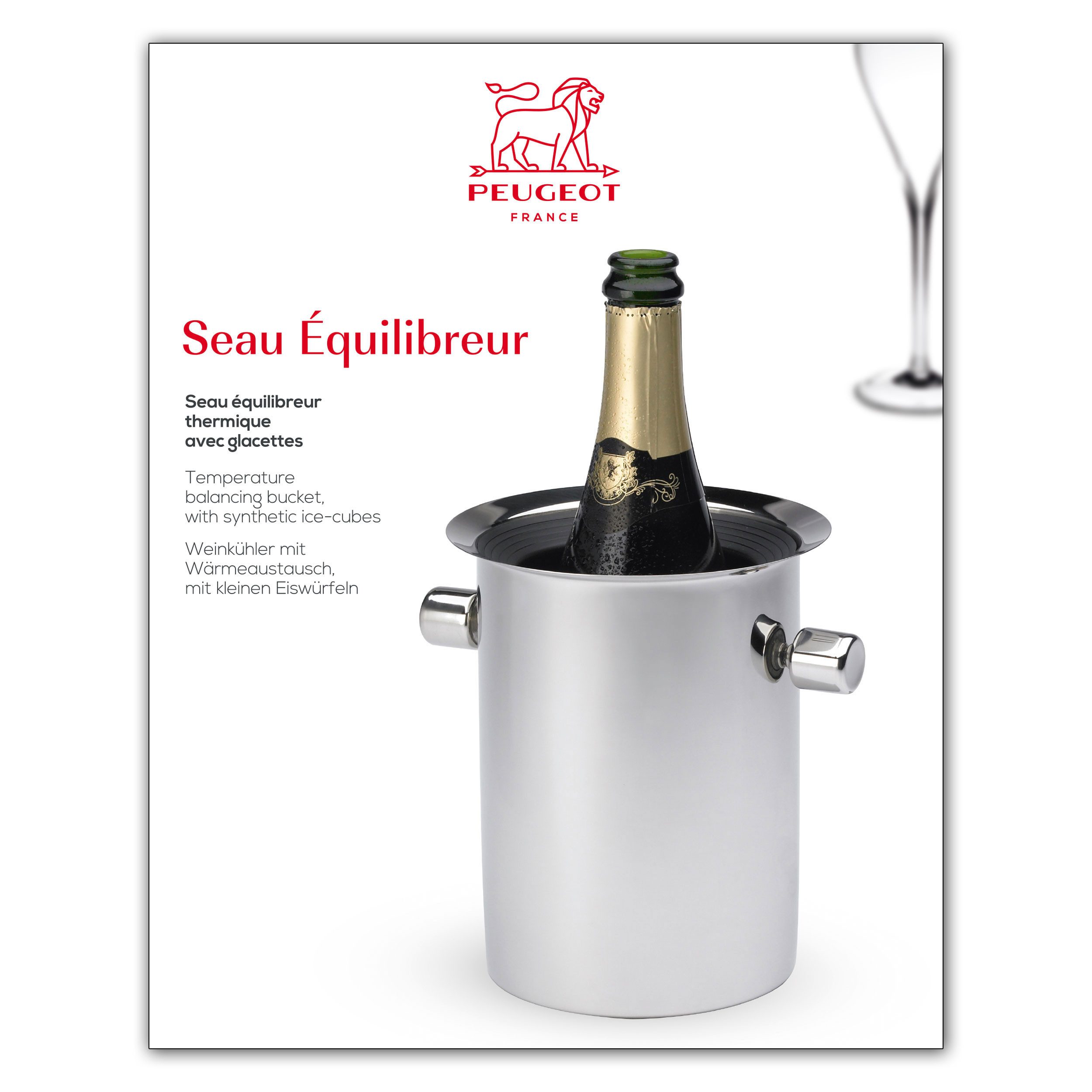 PEUGEOT Kühlmanschette Weinkühler SEAU EQUILIBREUR 19cm Edelstahl