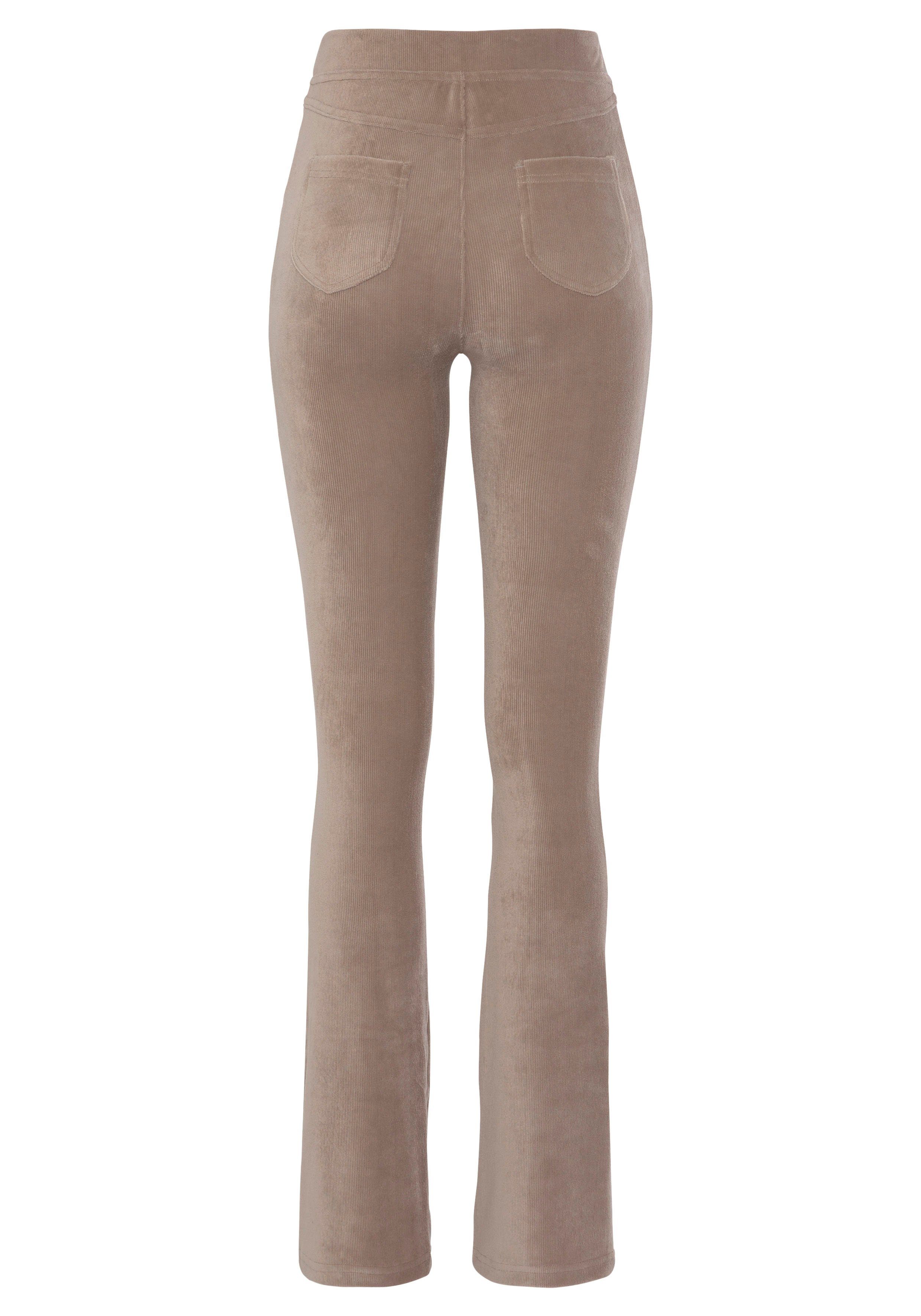 LASCANA Jazzpants in Loungewear aus taupe Cord-Optik, weichem Material