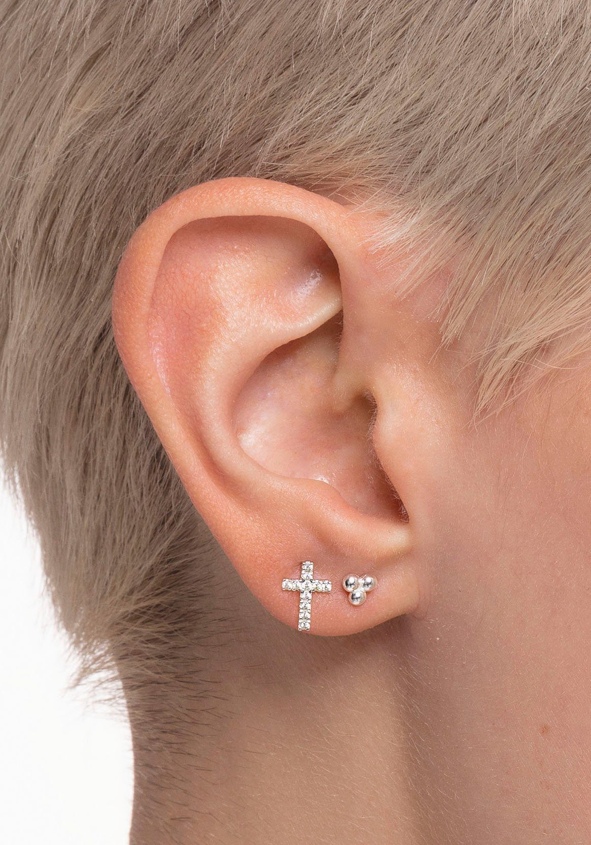 THOMAS SABO Single-Ohrstecker Kreuz, mit Zirkonia (synth)