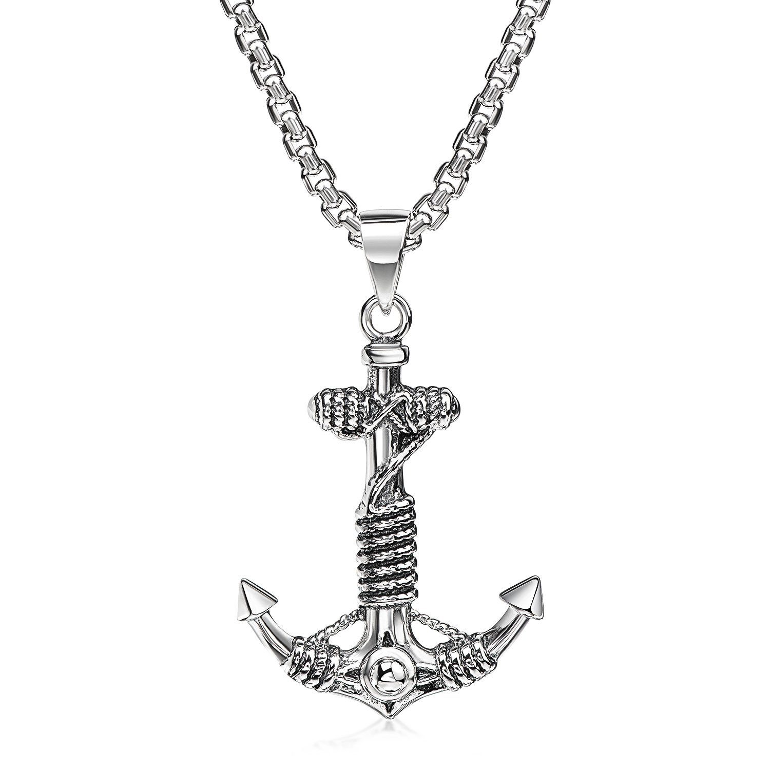 Materia Kettenanhänger Anker Anchor Schiff Seefahrt antik geschwärzt 925 Silber KA-285, 925 Sterling Silber, oxidiert – Bild 3 von 4