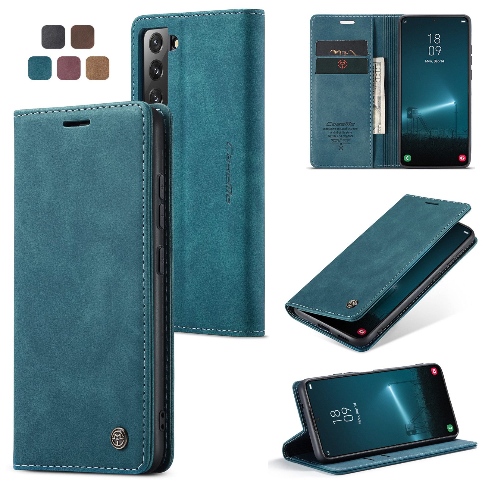 Handyhülle Premium Hülle Klapphülle Retro Leder Handy Tasche für Samsung Modelle