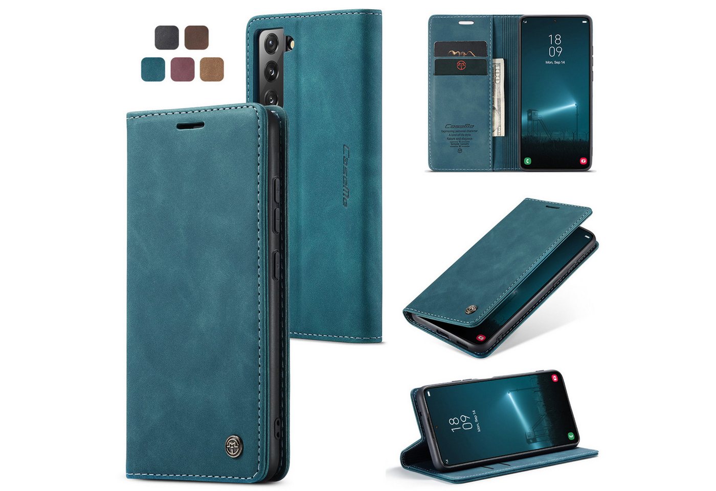 CaseMe Handyhülle Premium Hülle für Samsung Klapphülle