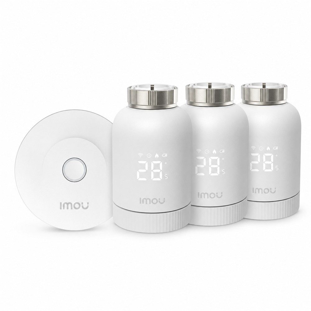 Imou Heizkörperthermostat TRV1 Smart Home mit Gateway ZG2, ZigBee 3.0, App-Steuerung, (Starterset, inkl. Adapter-Set) Fenstererkennung, Geofencing, Weiß von Imou