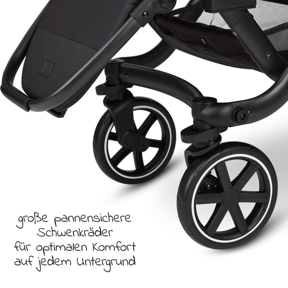 Zoom Babyschale ABC Zwillingskinderwagen (6-tlg), Geschwisterwagen Ink, Classic Babywanne, Geschwisterkinderwagen Design - mit - Edition