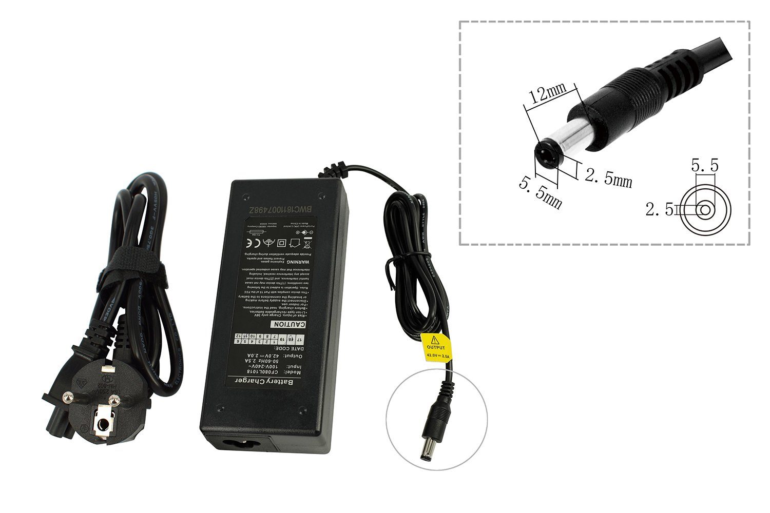 PowerSmart CF080L1018E.011 Batterie-Ladegerät (36V 2A für Elektrofahrrad Scooter)