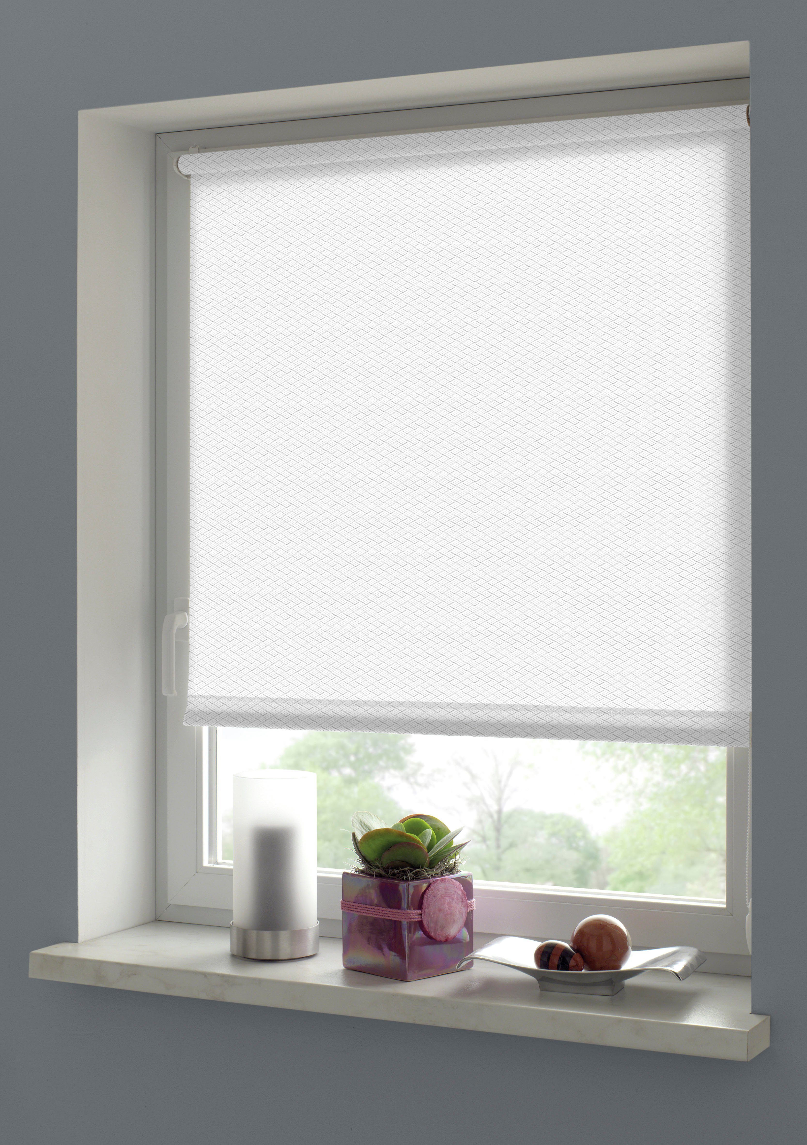 Rollo Shaun, GARDINIA, blickdicht, mit Bohren/ohne Bohren, freihängend, Rautenmuster als die Wolle