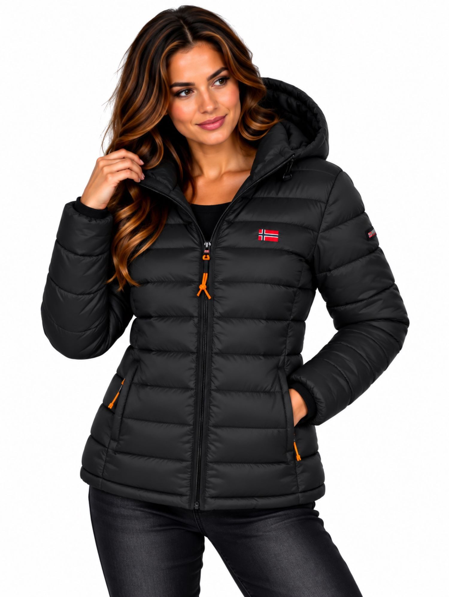 Geographical Norway Steppjacke Damen Herbst Winter Jacke Steppjacke Outdoor Übergangs leicht Kapuze