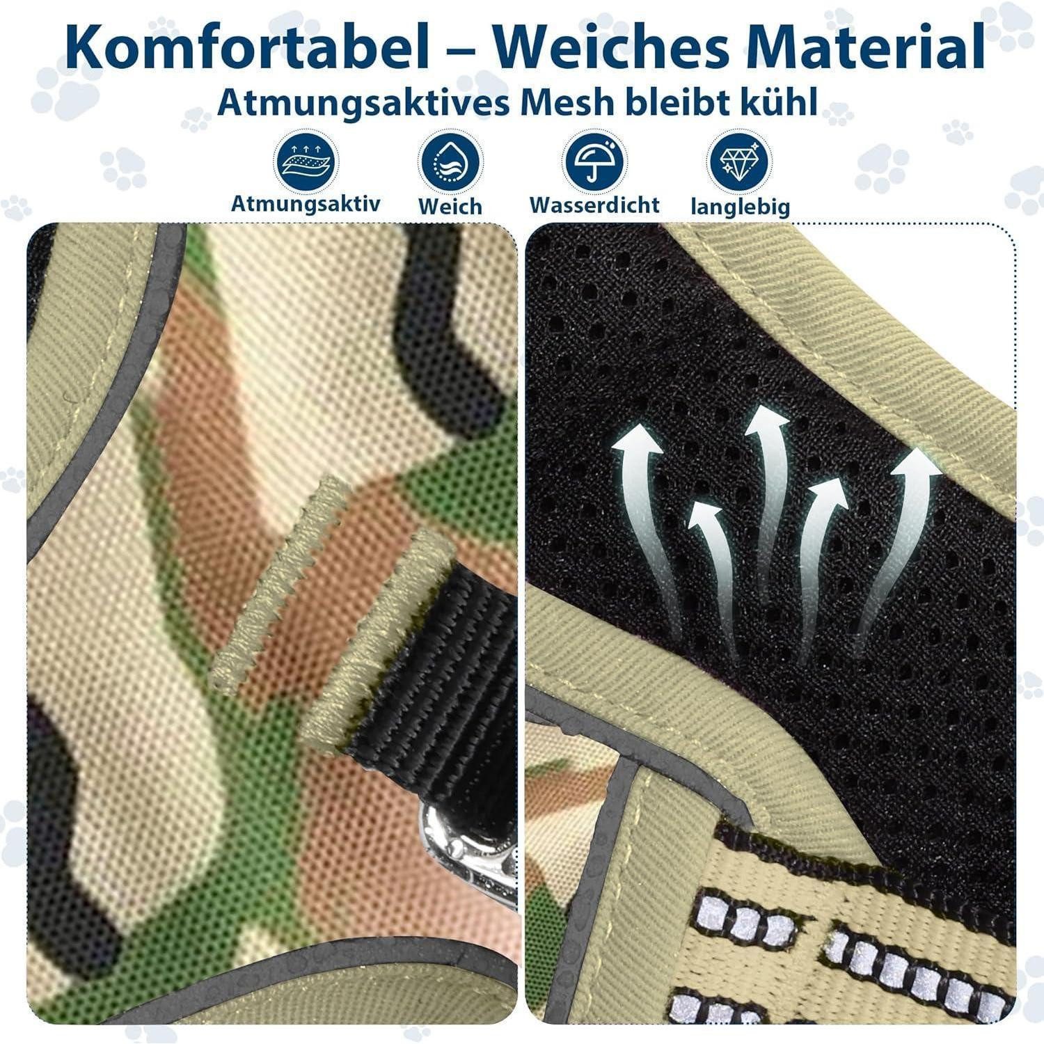 LuxusKollektion Hunde-Sicherheitsgeschirr Hundegeschirr NoPull Brustgeschirr Reflektoren L Kampfuniformgrün
