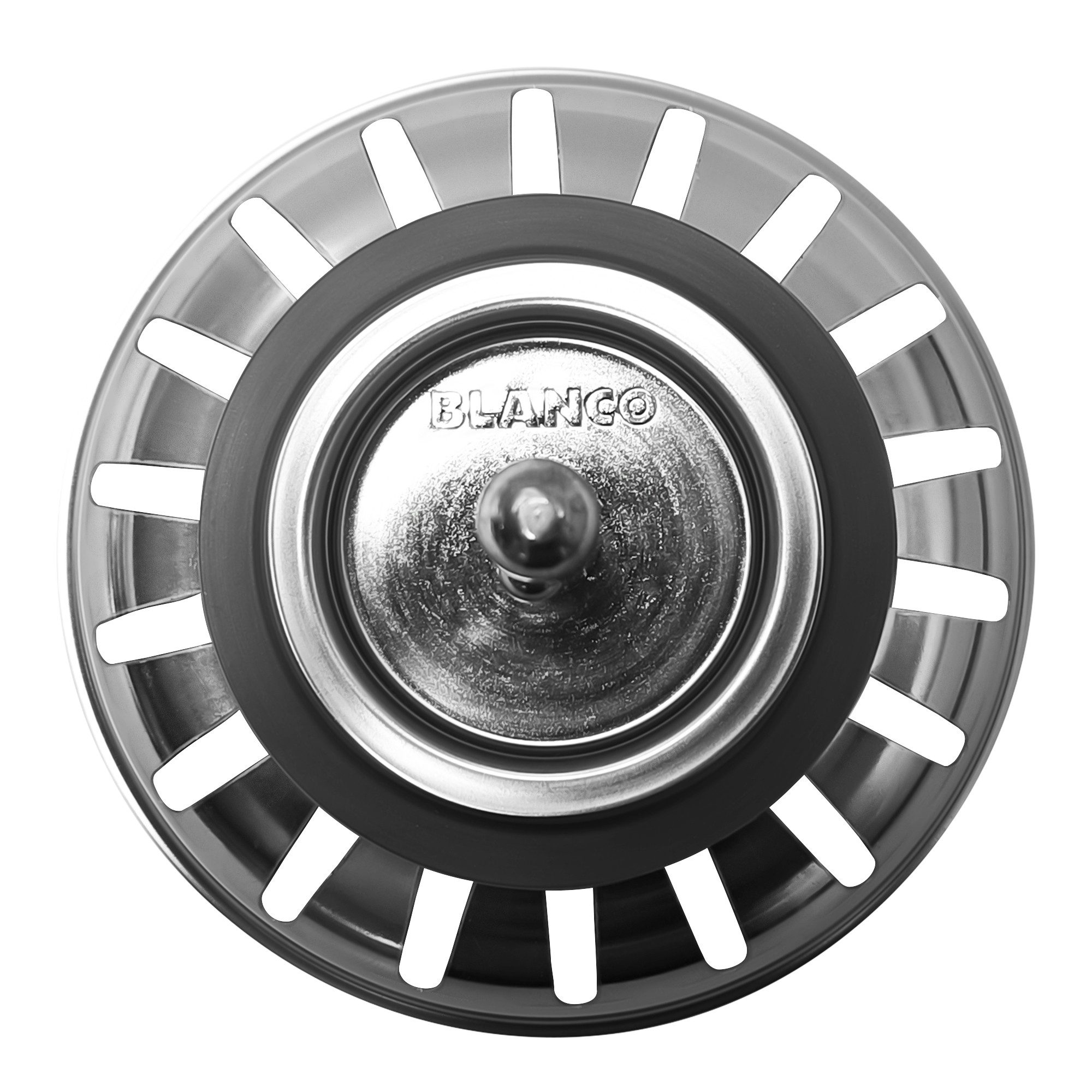 Blanco Abfluss-Siebkörbchen Ablaufventileinsatz 125590 79mmØ, Metall, mit Hubstange 8x34mm für Siebkorbventil Spülbecken