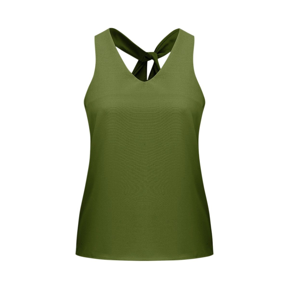 DEBAIJIA Longweste Damen Sommer Tank Top V-Ausschnitt Ärmellose Top Lässige Unterhemd Armee Grün