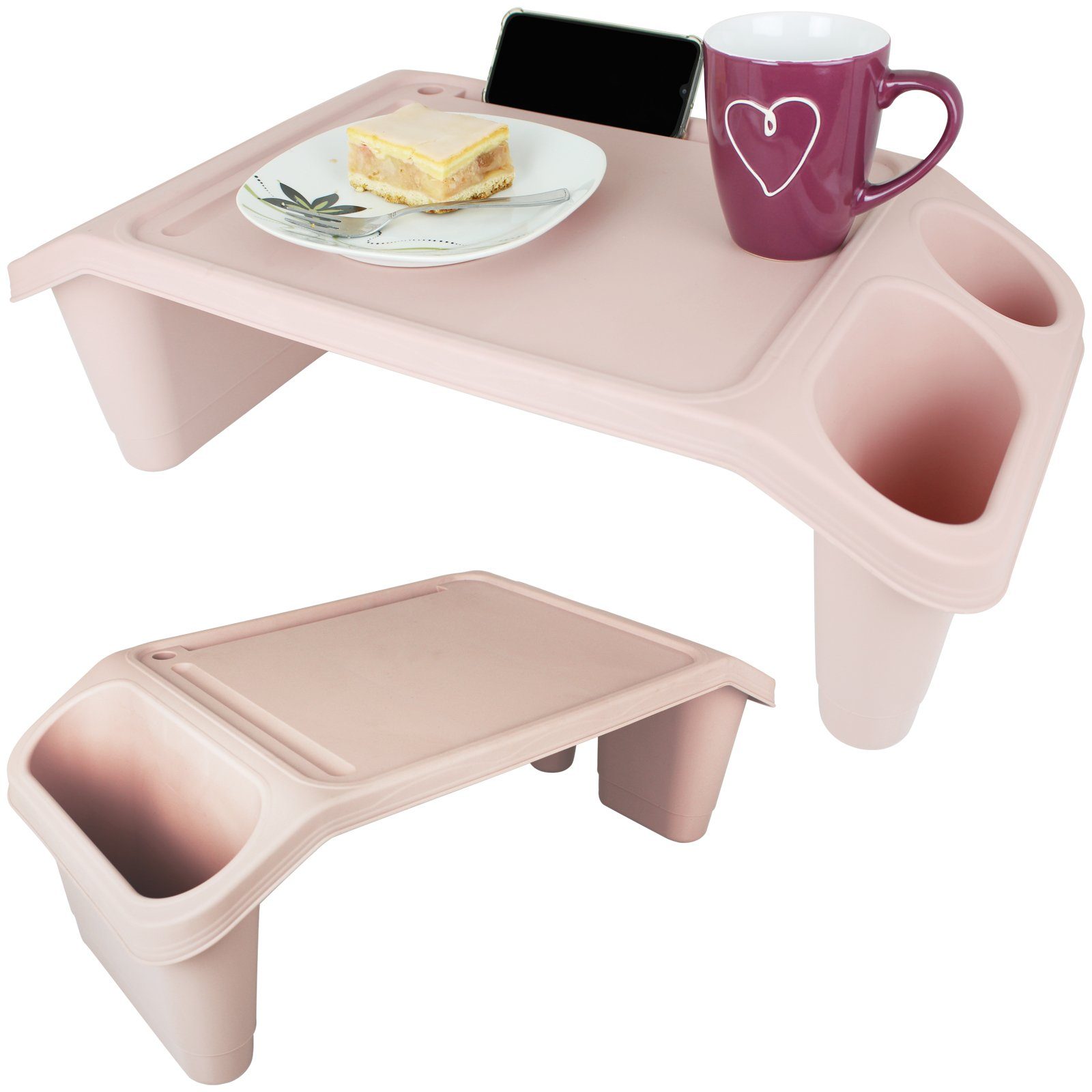 Koopman Tabletttisch Bett-Serviertablett Farbwahl Tablett Bett Tisch Serviertisch, Beistelltisch Couchtablett Betttisch Früchstück Frühstückstablett Rosa