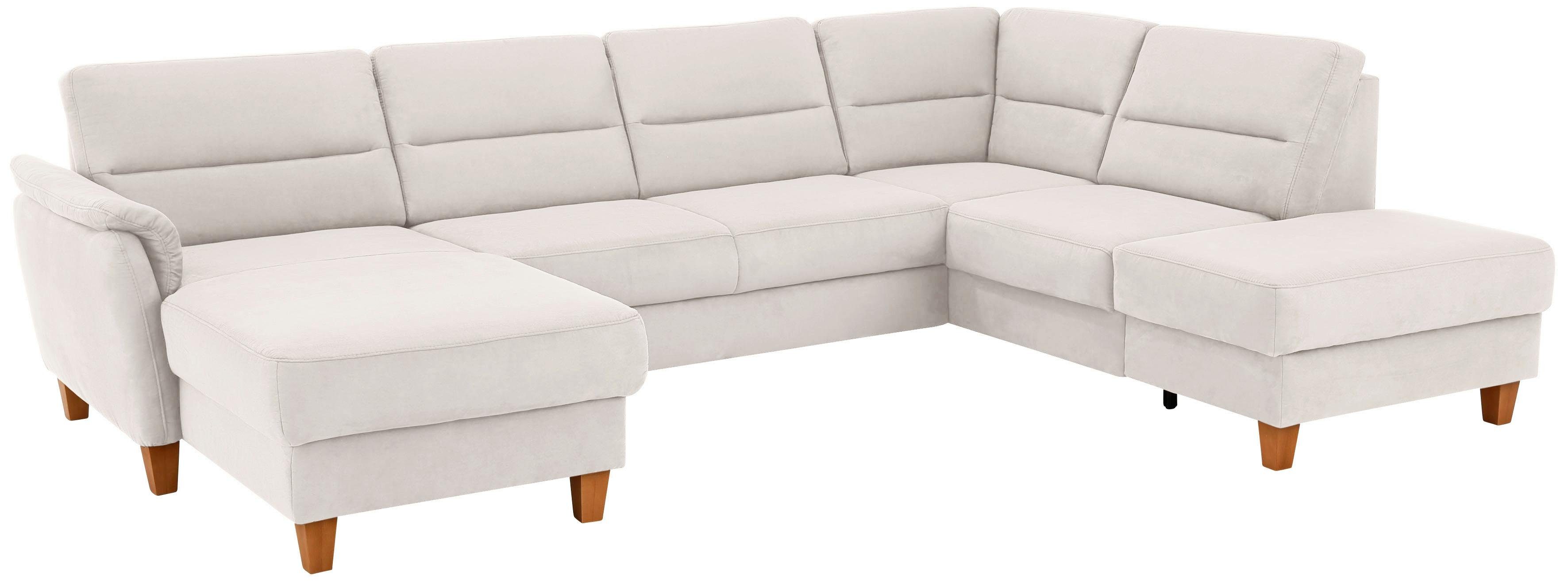 Home affaire Wohnlandschaft Palmera U-Form, B: 308 cm, große Stoff + Leder Auswahl, mit Schlaffunktion & Bettkasten, Federkern, XXL-Wohnlandschaft