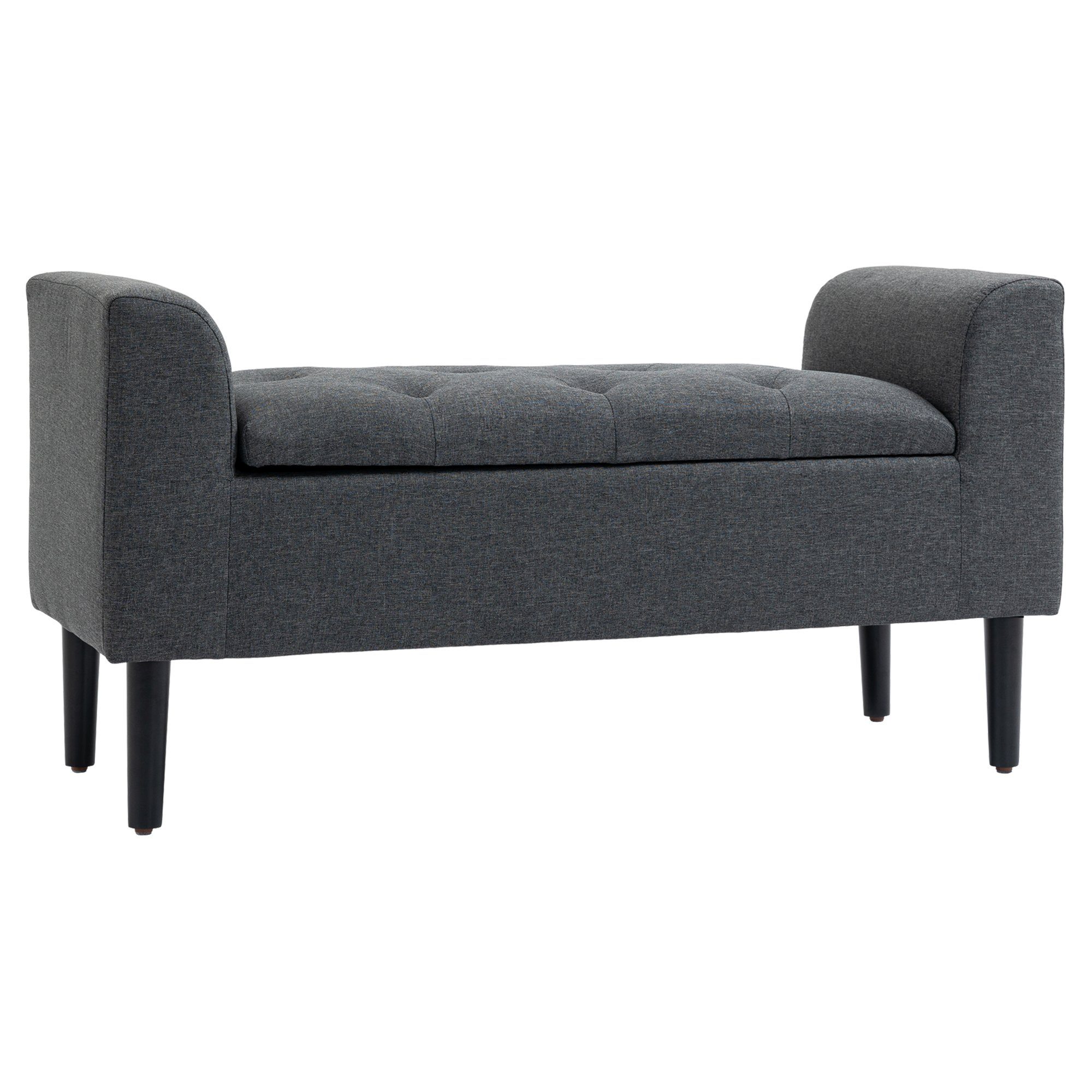 HOMCOM Sitzbank Polsterbank mit Stauraum (Aufbewahrungsbank, 1-St., Lagerbank), Dunkelgrau+Schwarz 116 x 44 x 58 cm