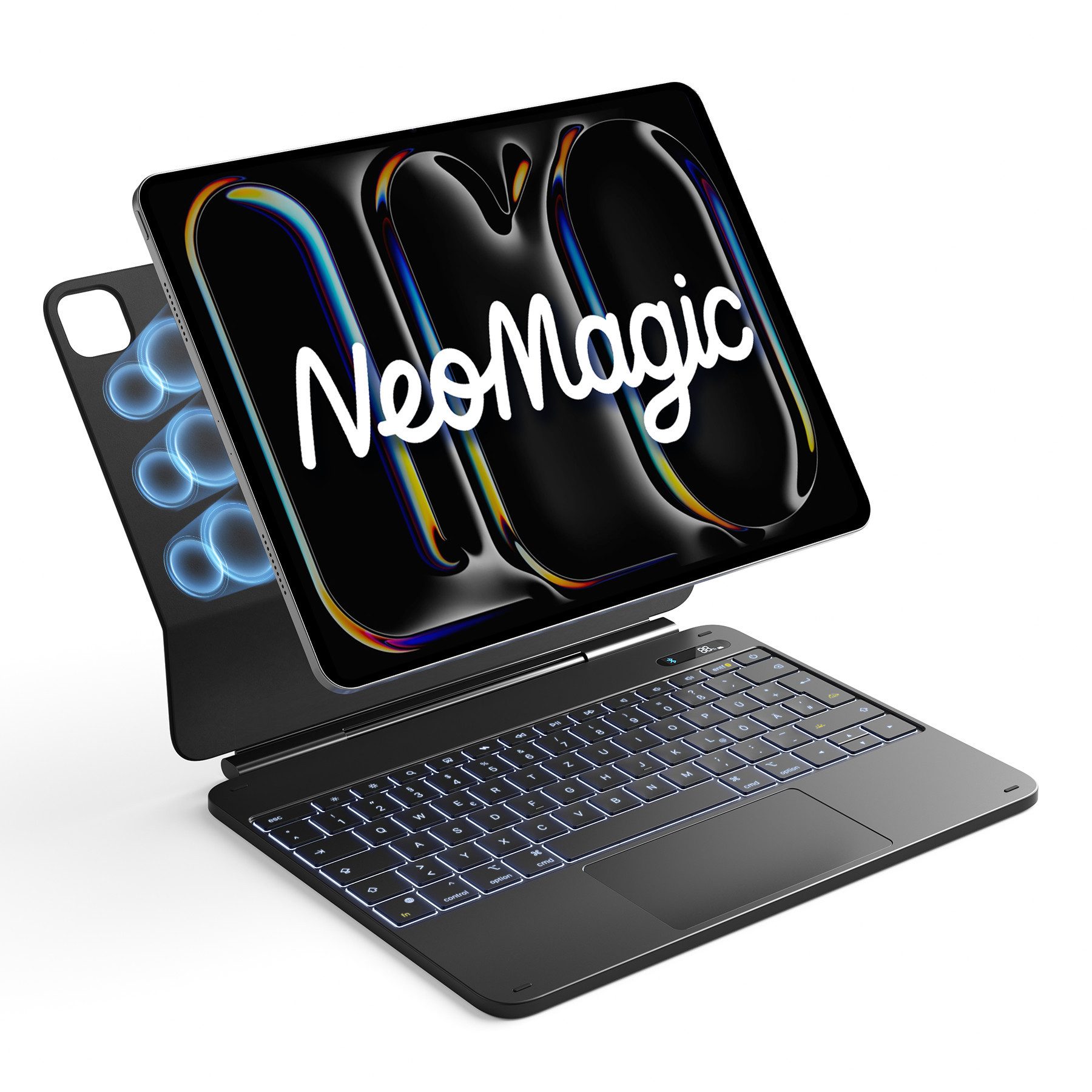 Inateck Magnetische Tastatur Hülle für iPad Air 13‘‘ M4 M3, Pro 13'' M5 M4 iPad-Tastatur (Großes Trackpad,LED Power-Anzeige,Hinterleuchtet, mit Stifthalter)
