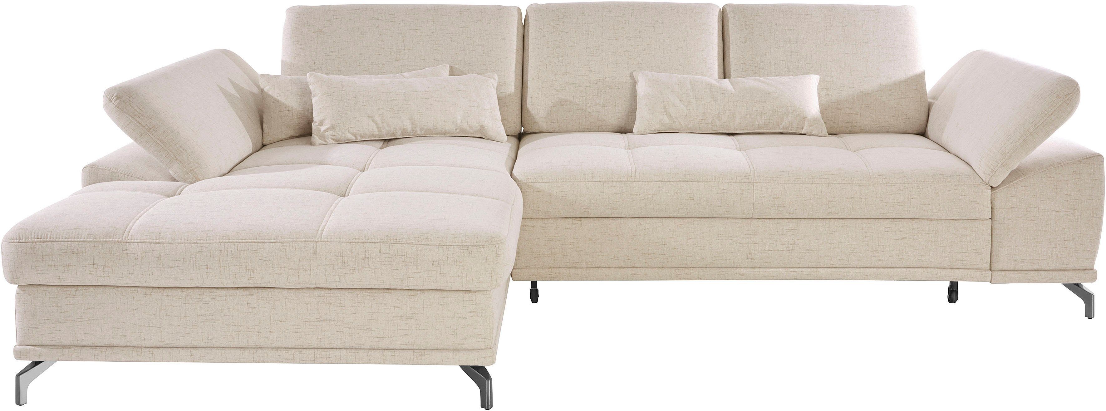 OTTO home Ecksofa Costello L-Form, B: 301cm, Sitztiefen & Armteilverstellung, Federkern, 3 Nierenkissen, optional Schlaffunktion & Bettkasten