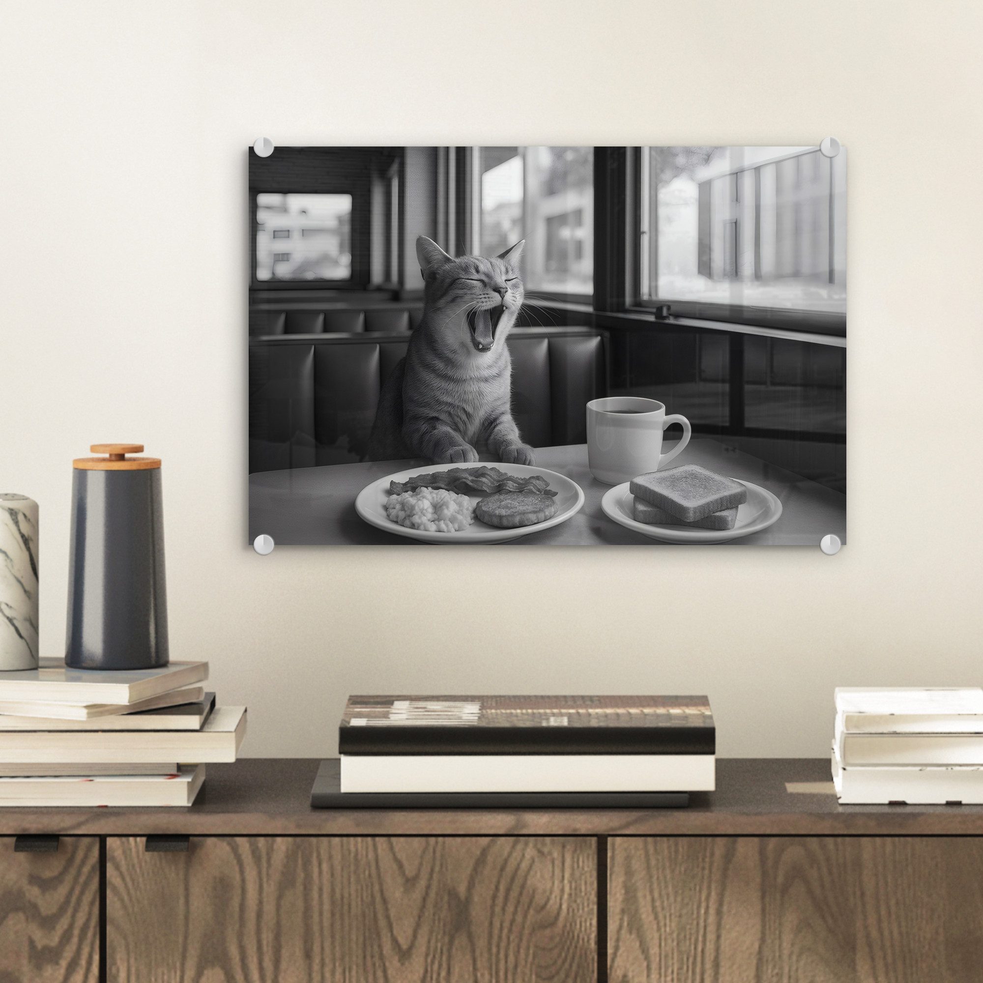 MuchoWow Acrylglasbild Katze - Kaffee - günstig online kaufen