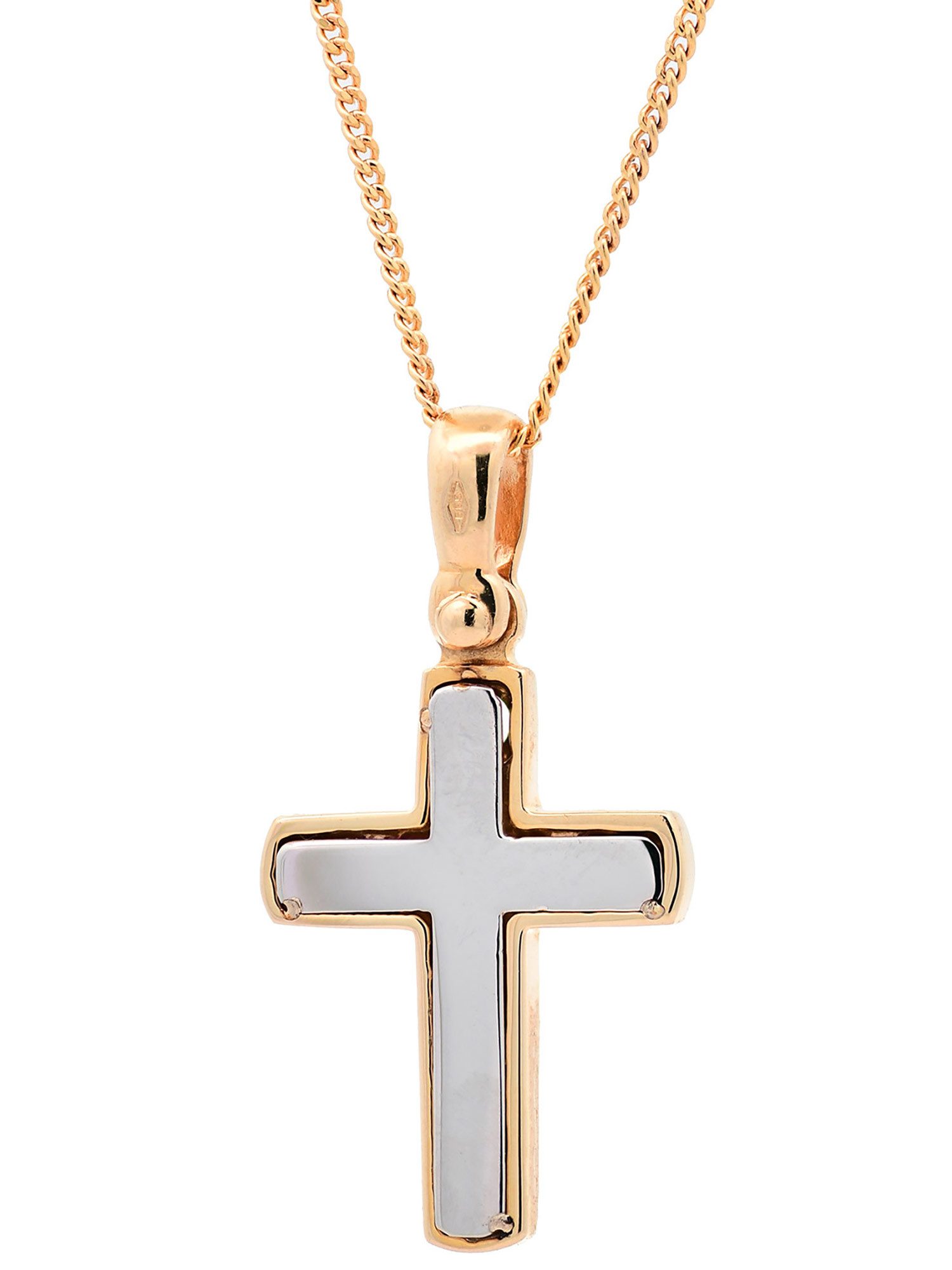 Kettenanhänger Anhänger Kreuz mit 1,1 mm Goldkette 36 cm 585-14 Karat Gold