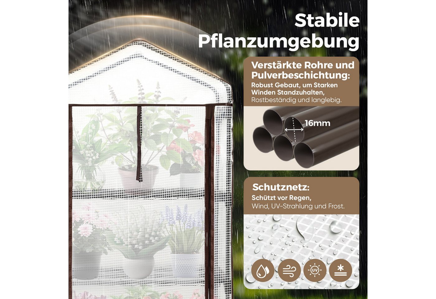 Thumbnail - Sekey Foliengewächshaus Gewächshaus Klein Tomatenhaus Treibhaus mit Anzuchtregal für Pflanzen, 69 x 49 x 160 cm Anzuchth...