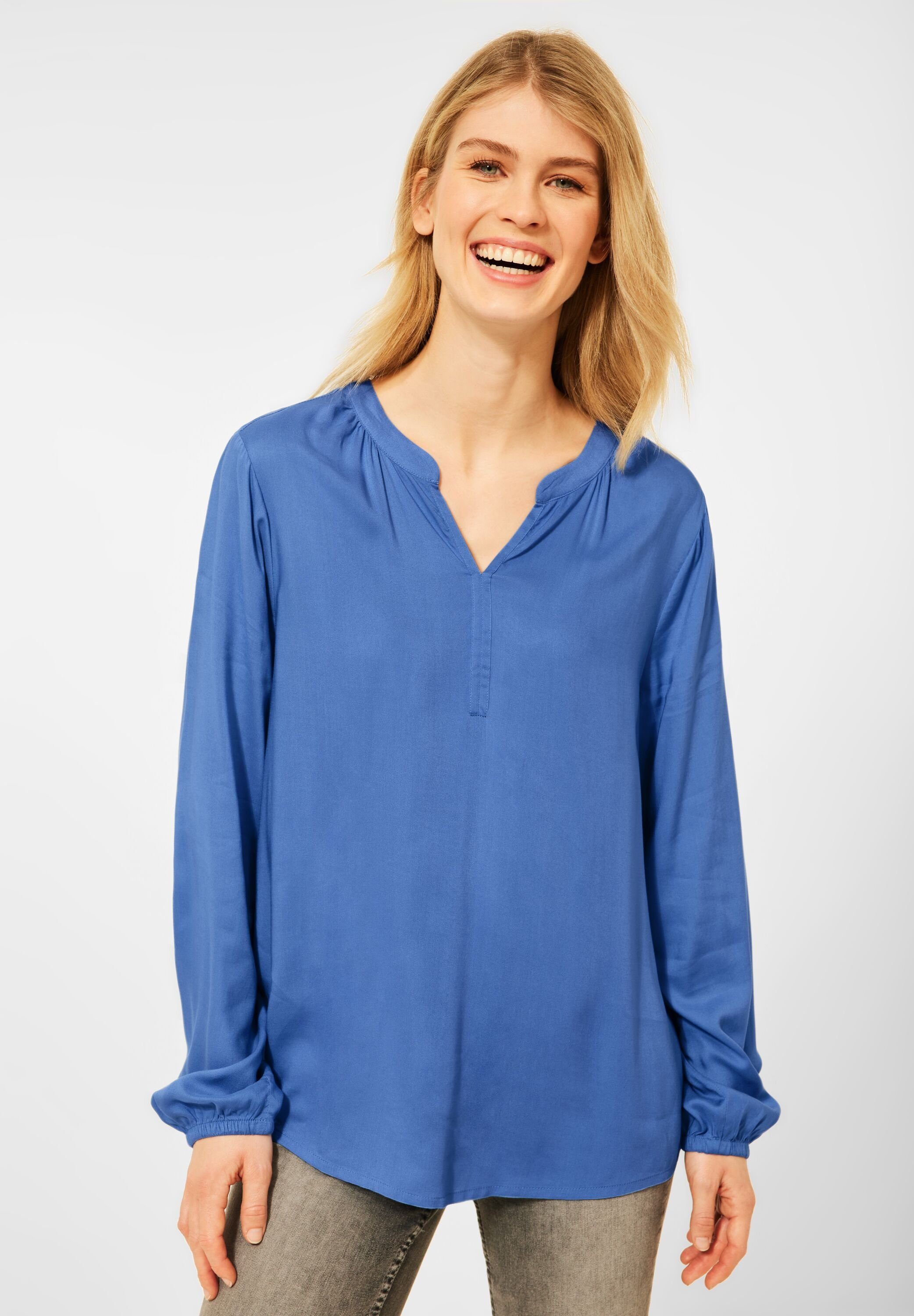 Cecil Klassische Bluse »CECIL - Bluse in Unifarbe in Forever Blue« (1-tlg)  Locker geschnitten online kaufen | OTTO