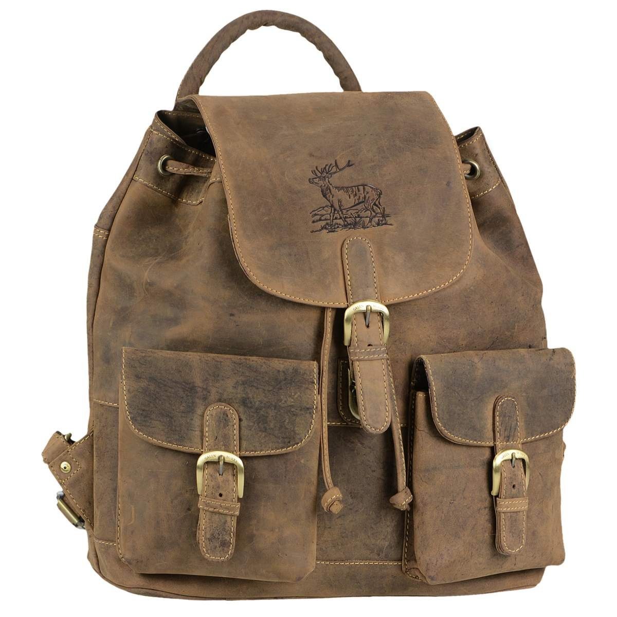 Greenburry Wanderrucksack Vintage Hunting, Rucksack, Trekkingrucksack,  Vintage antik mit Hirsch-Prägung