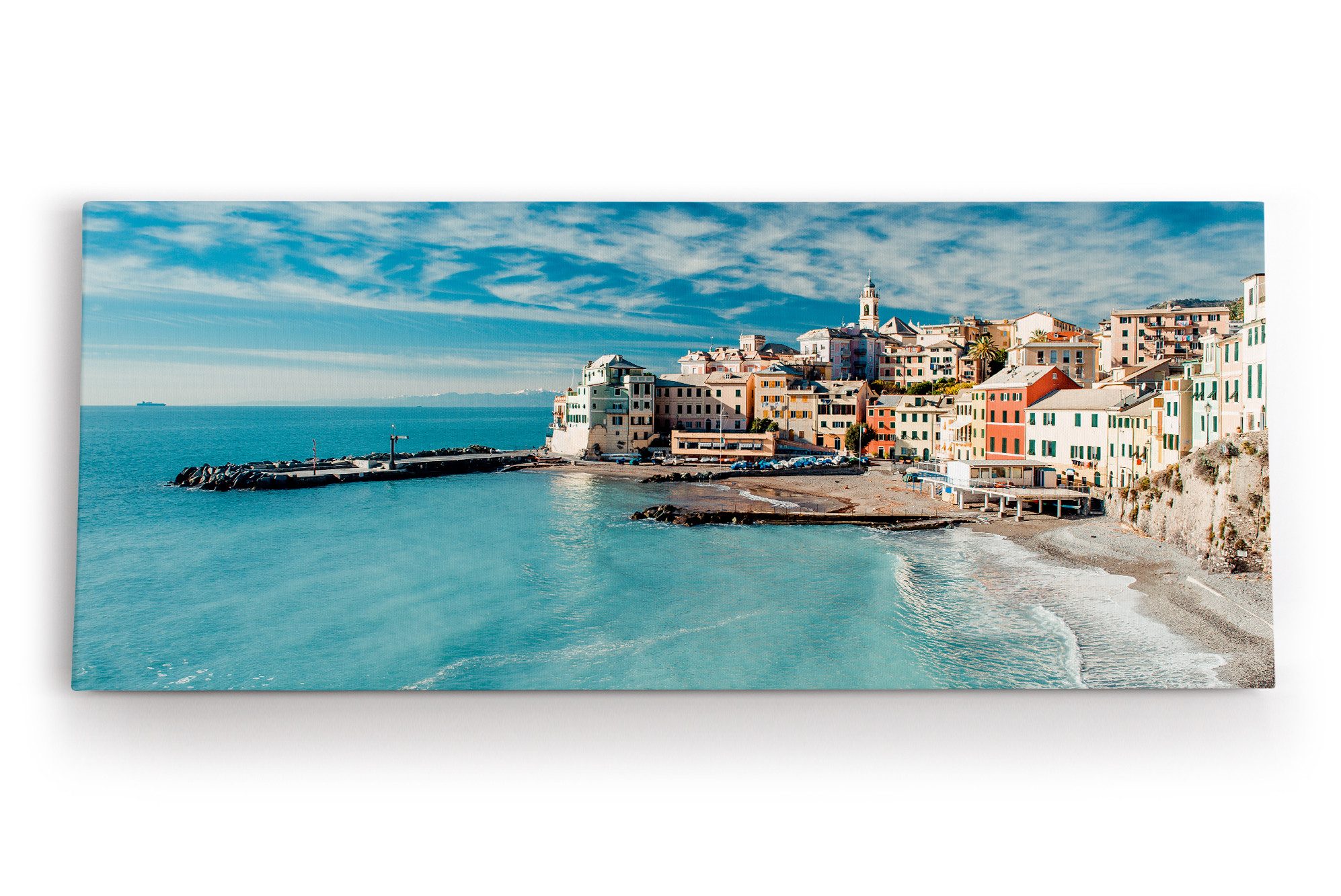 Leinwandbild Bogliasco Italien Küstenort Meer Strand Sommer