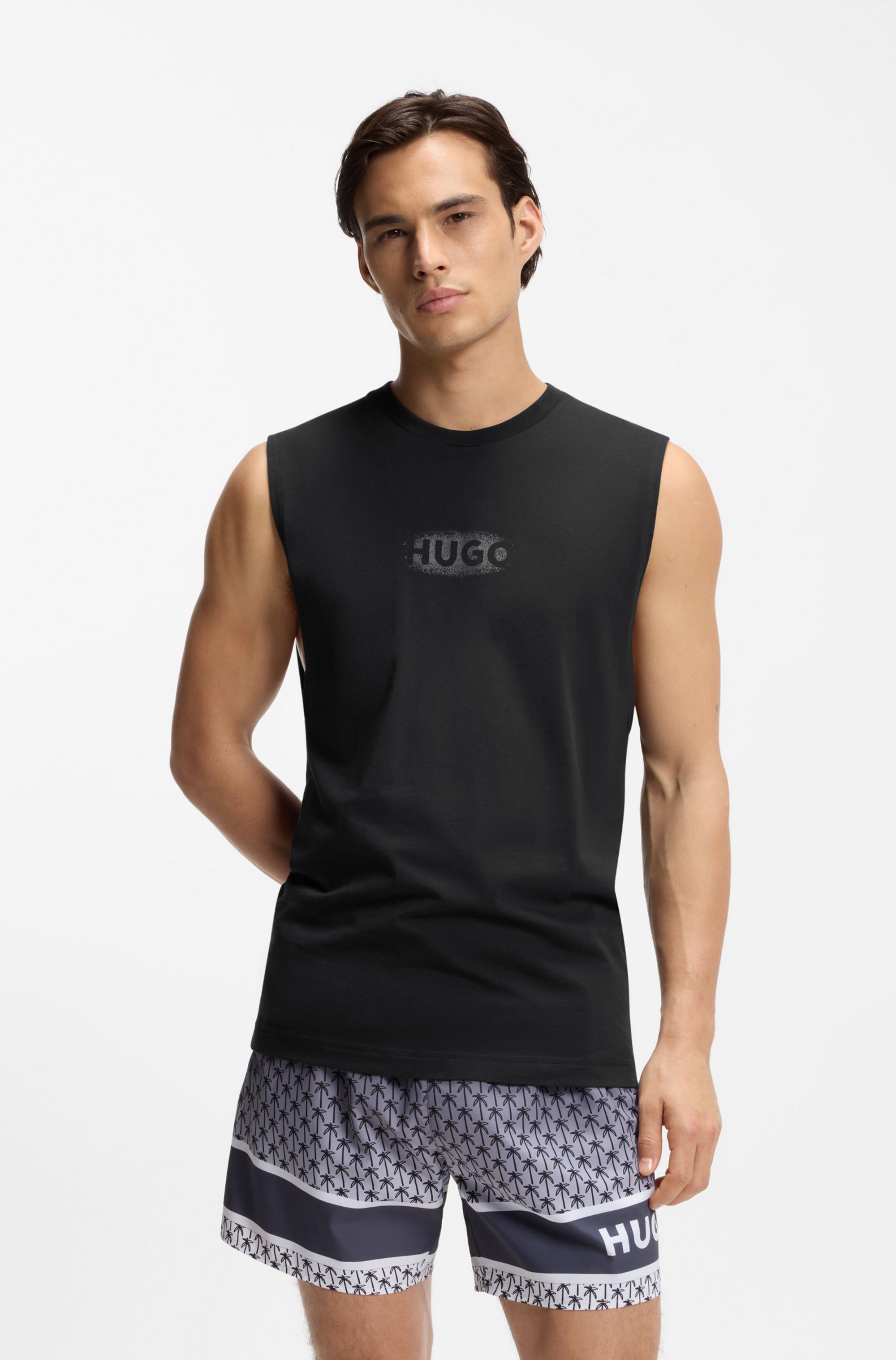 HUGO Tanktop aus Baumwoll-Jersey mit Logo-Print