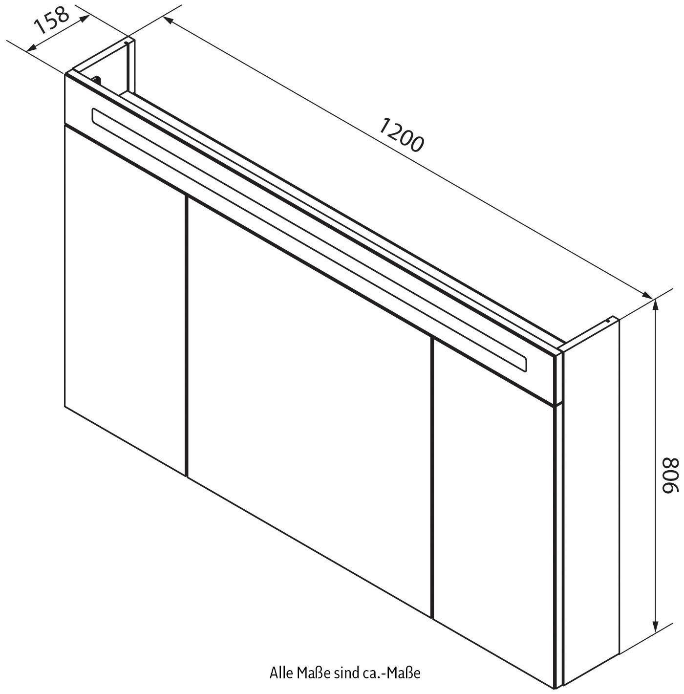 FACKELMANN Spiegelschrank CL 120 - Türen, verspiegelt weiß doppelseitig 3 Breite Badmöbel 120 cm