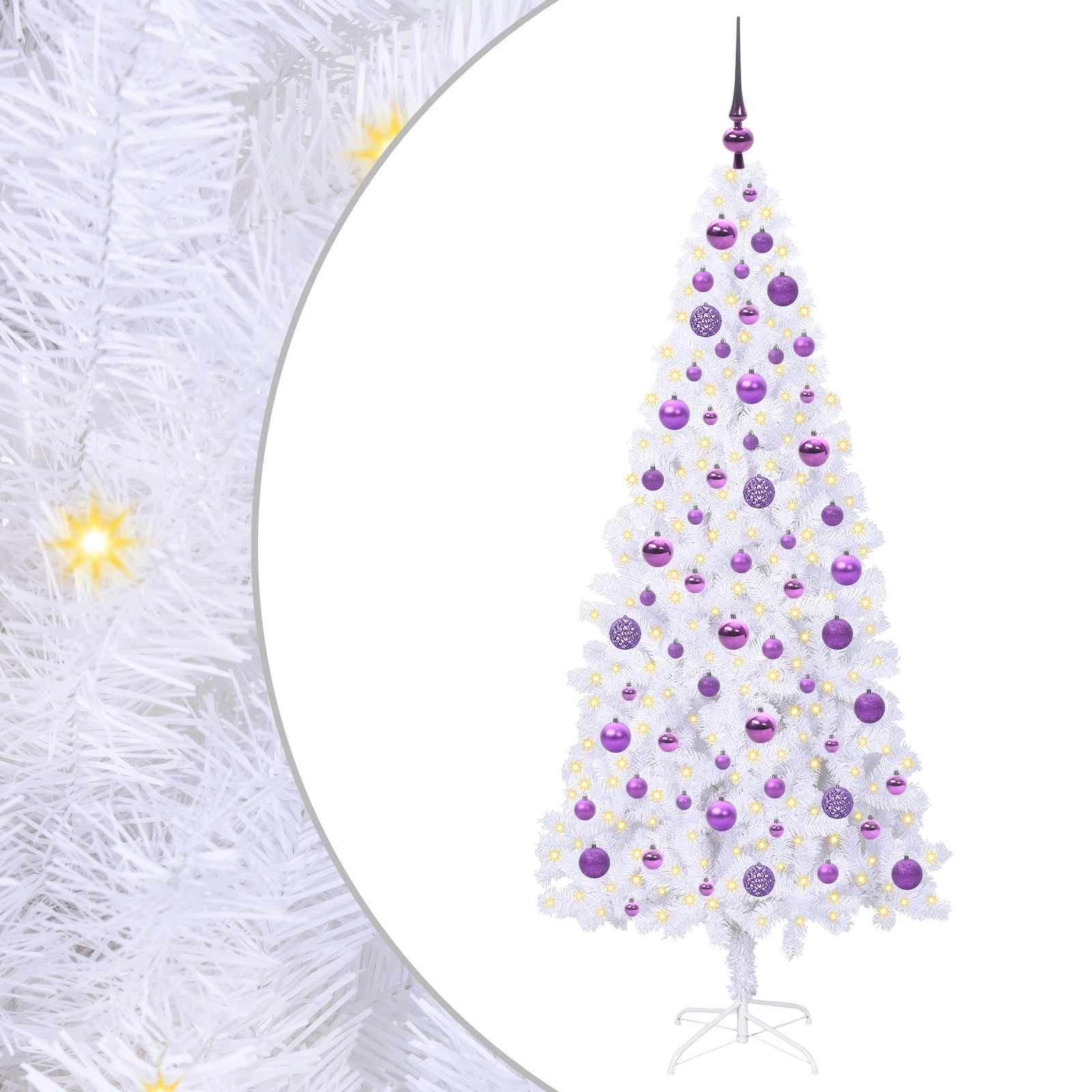 vidaXL Künstlicher Weihnachtsbaum Künstlicher Weihnachtsbaum Weiß 180 cm PVC und Stahl