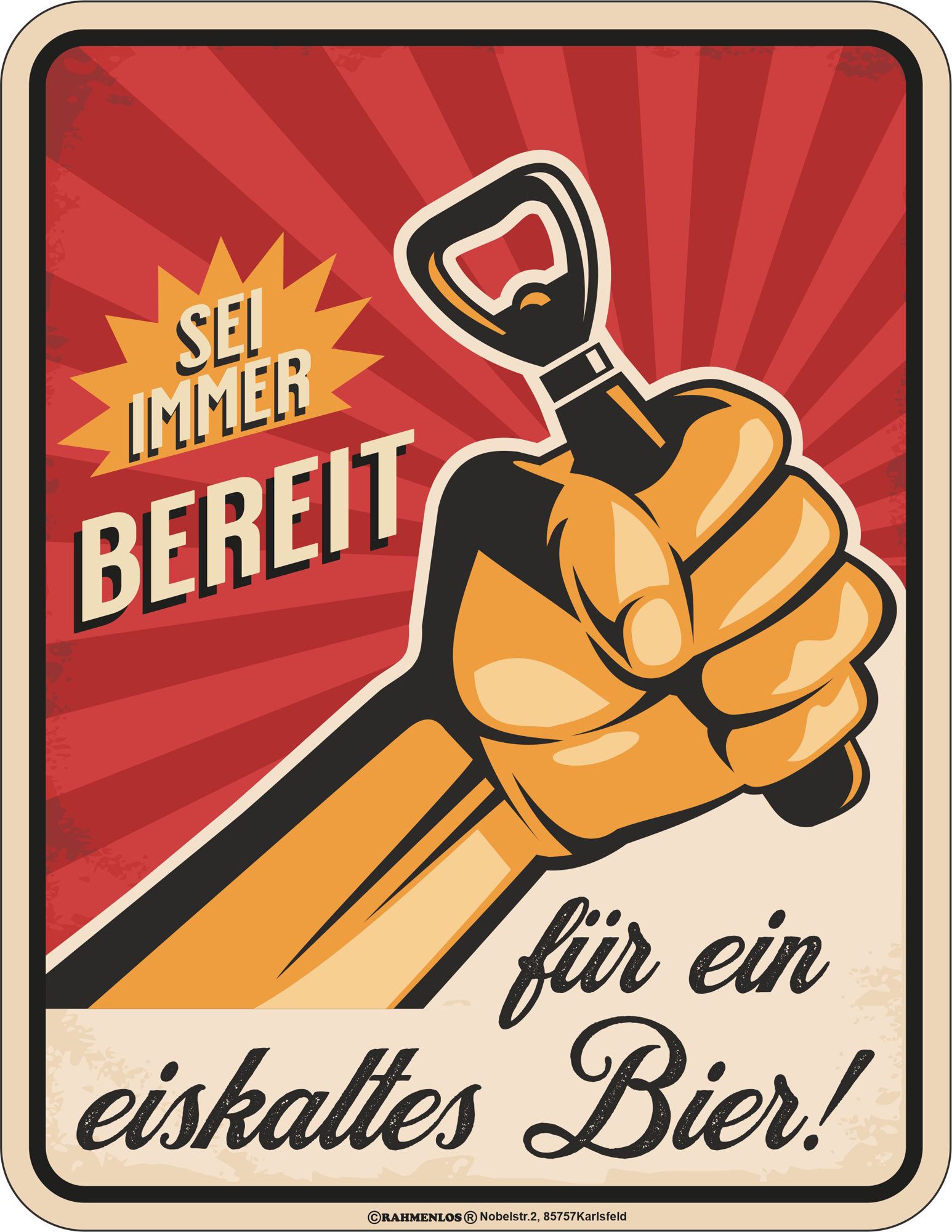 Metallschild Bier - Fun-Schilder - sei immer bereit