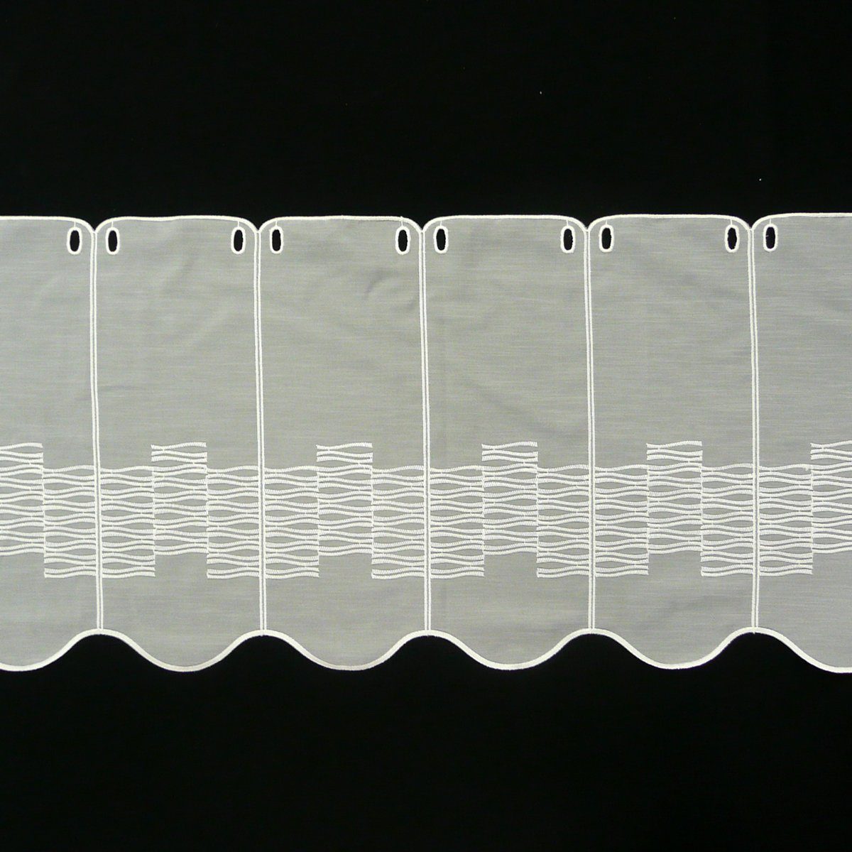 Welle Trennlinien mit Bistrogardine Stickerei 45cm grobe Stickerei/Stickstoff SCHÖNER LEBEN., Meterware Höhe, ecru