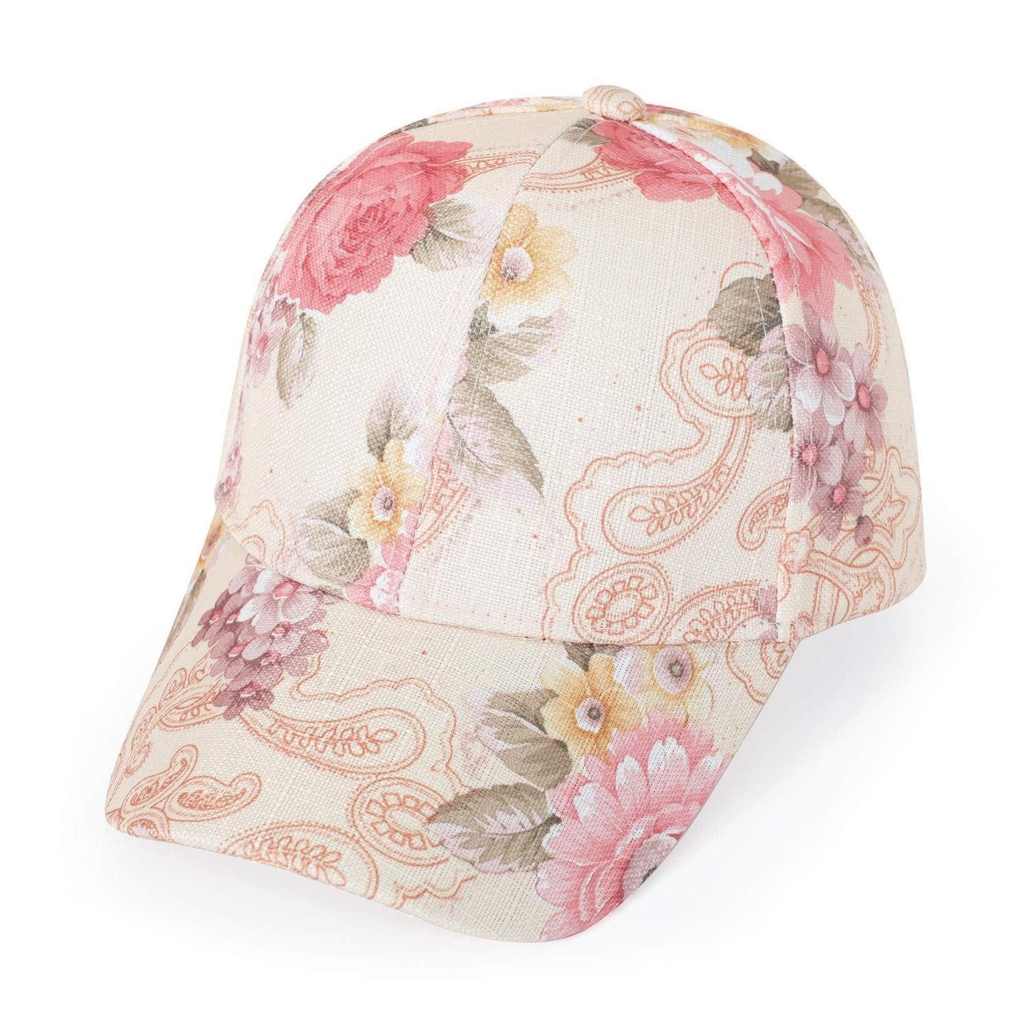 LuxusKollektion Baseball Cap Basecap Damen Sommer Blumen Atmungsaktiv Einheitsgröße Beige