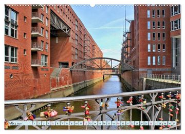 CALVENDO Wandkalender Hamburg - Ein Tag in der Speicherstadt (Premium, hochwertiger DIN A2 Wandkalender 2023, Kunstdruck in Hochglanz)