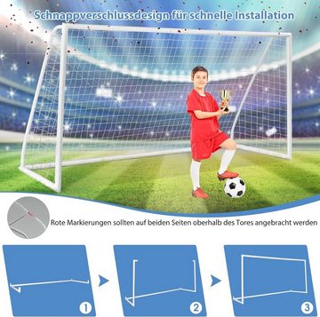 KOMFOTTEU Fußballtor, mit PVC-Rahmen & abriebfestem PE-Netz, 365x120x182cm