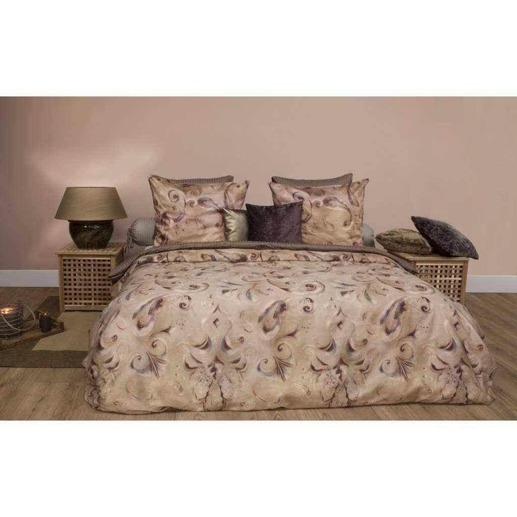 Heckett and Lane Bettwäsche HnL Mako Satin Bettwäsche Ornamente Beige 135x200, Mako-Satin, 2 teilig